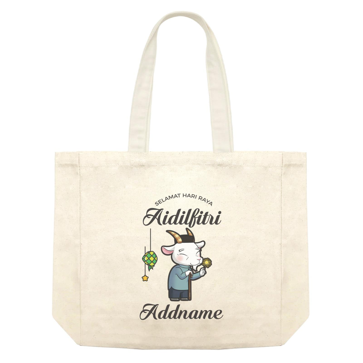 Raya Cute Animals Grandpa Lamb Wishes Selamat Hari Raya Aidilfitri Shopping Bag