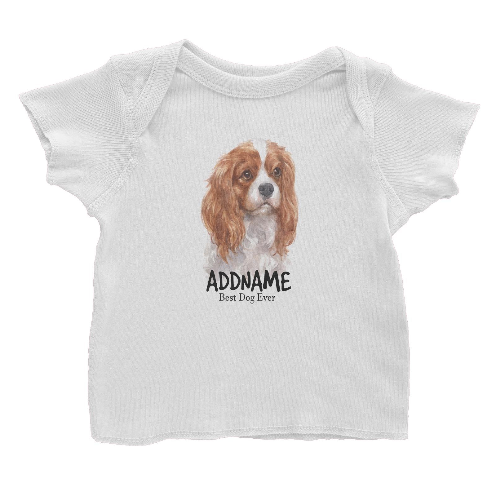 Watercolor Dog King Charles Spaniel Curly Best Dog Ever Addname Baby T-Shirt