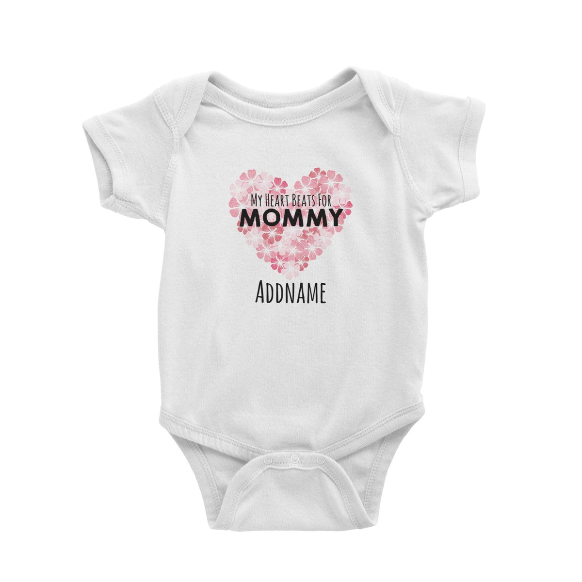 Drawn Mom &amp; Dad Love Heart Beats for Mommy Addname Baby Romper