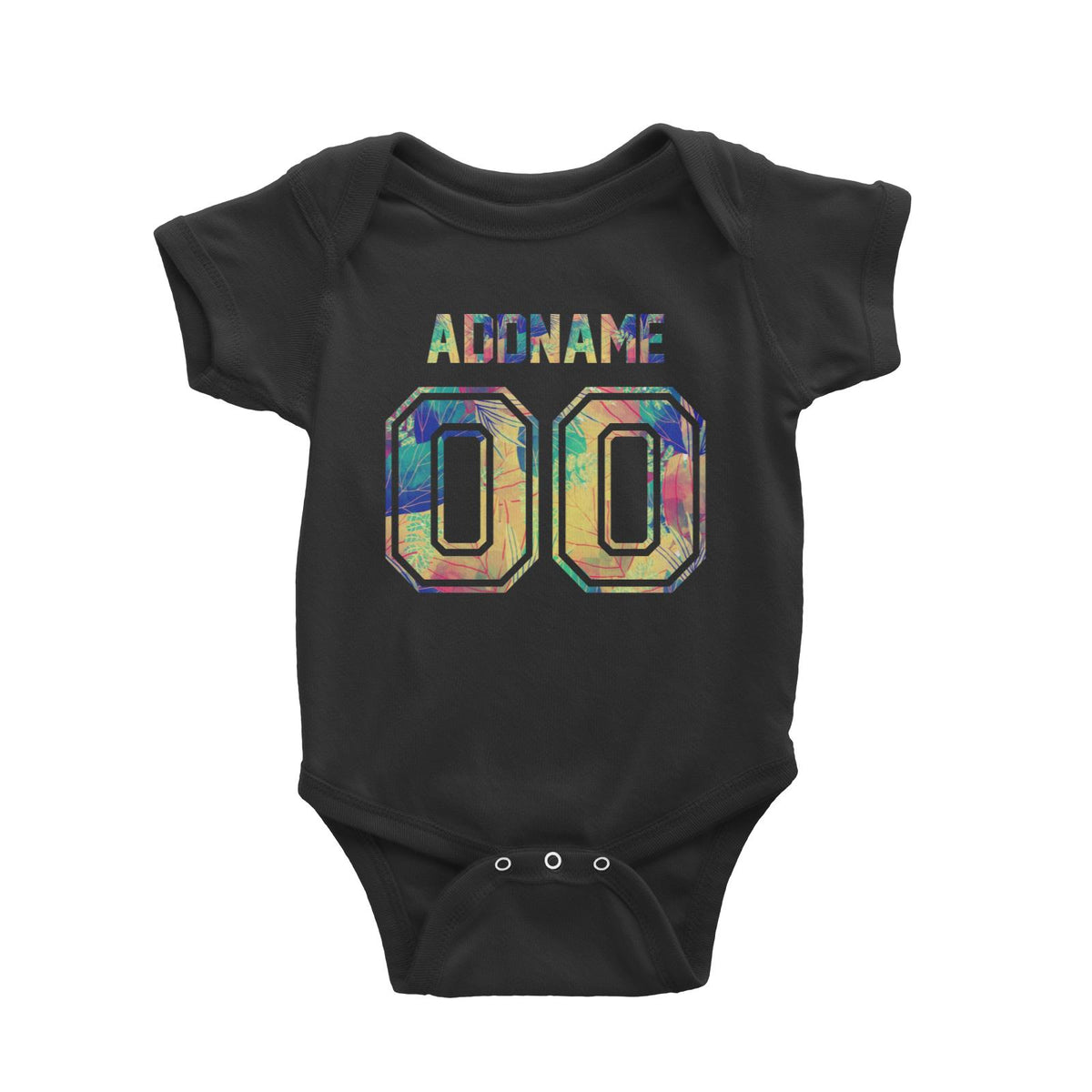 Jersey Colourful Nature Pattern With Name and Number Baby Romper