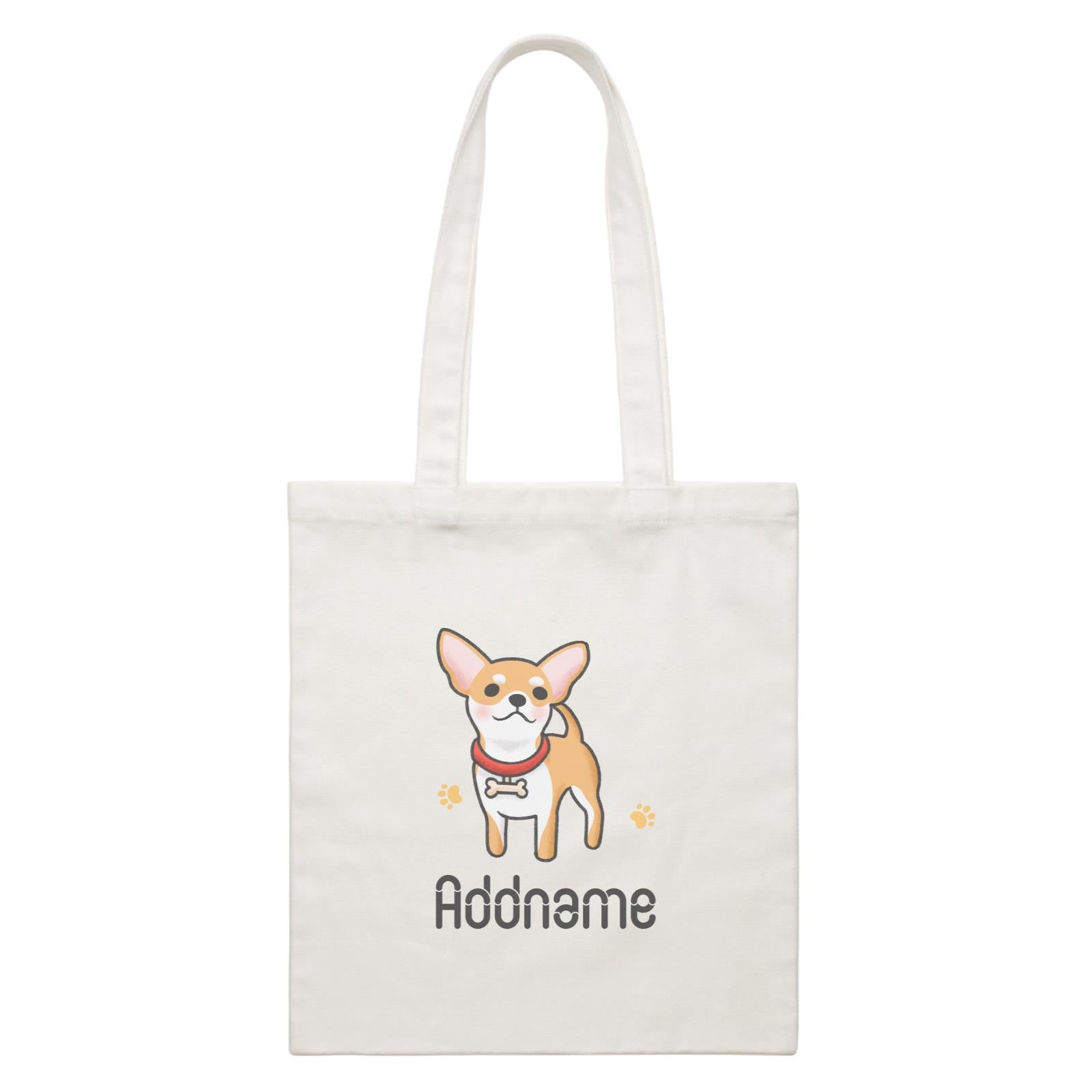 Cute Hand Drawn Style Chihuahua Addname White Canvas Bag