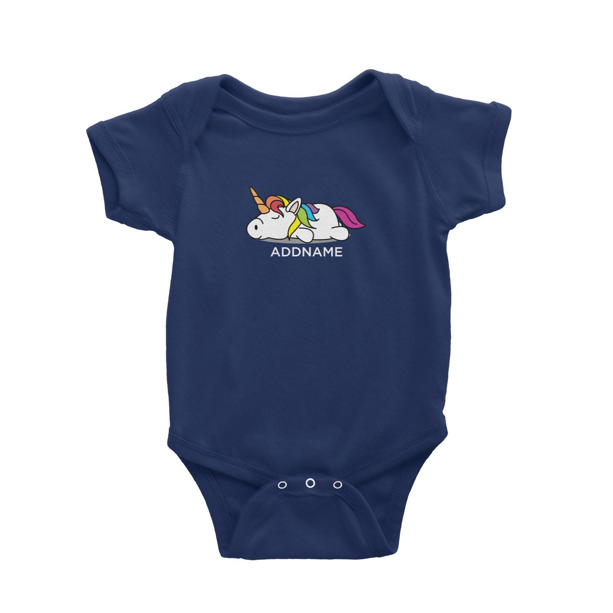 Lazy Colourful Unicorn Addname Baby Romper
