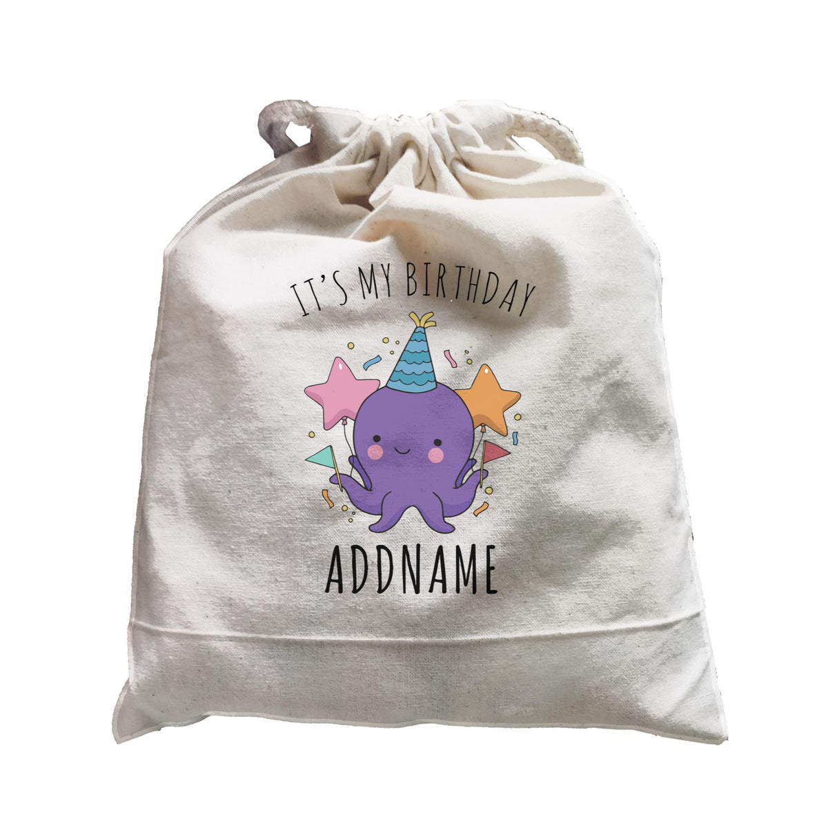 Birthday Sketch Animals Octopus with Flags It's My Birthday Addname Satchel