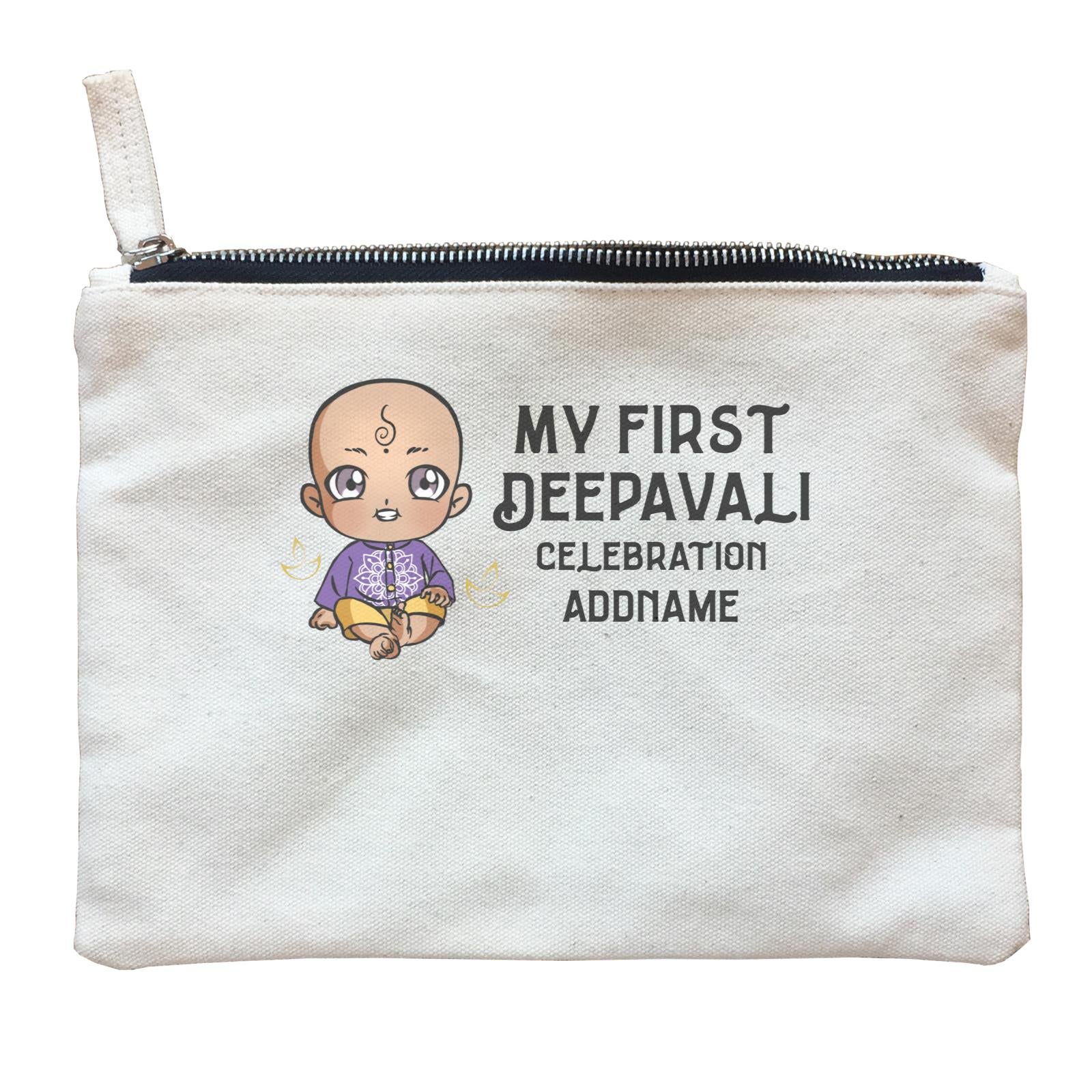 Deepavali Chibi Baby Boy First Deepavali Addname Zipper Pouch