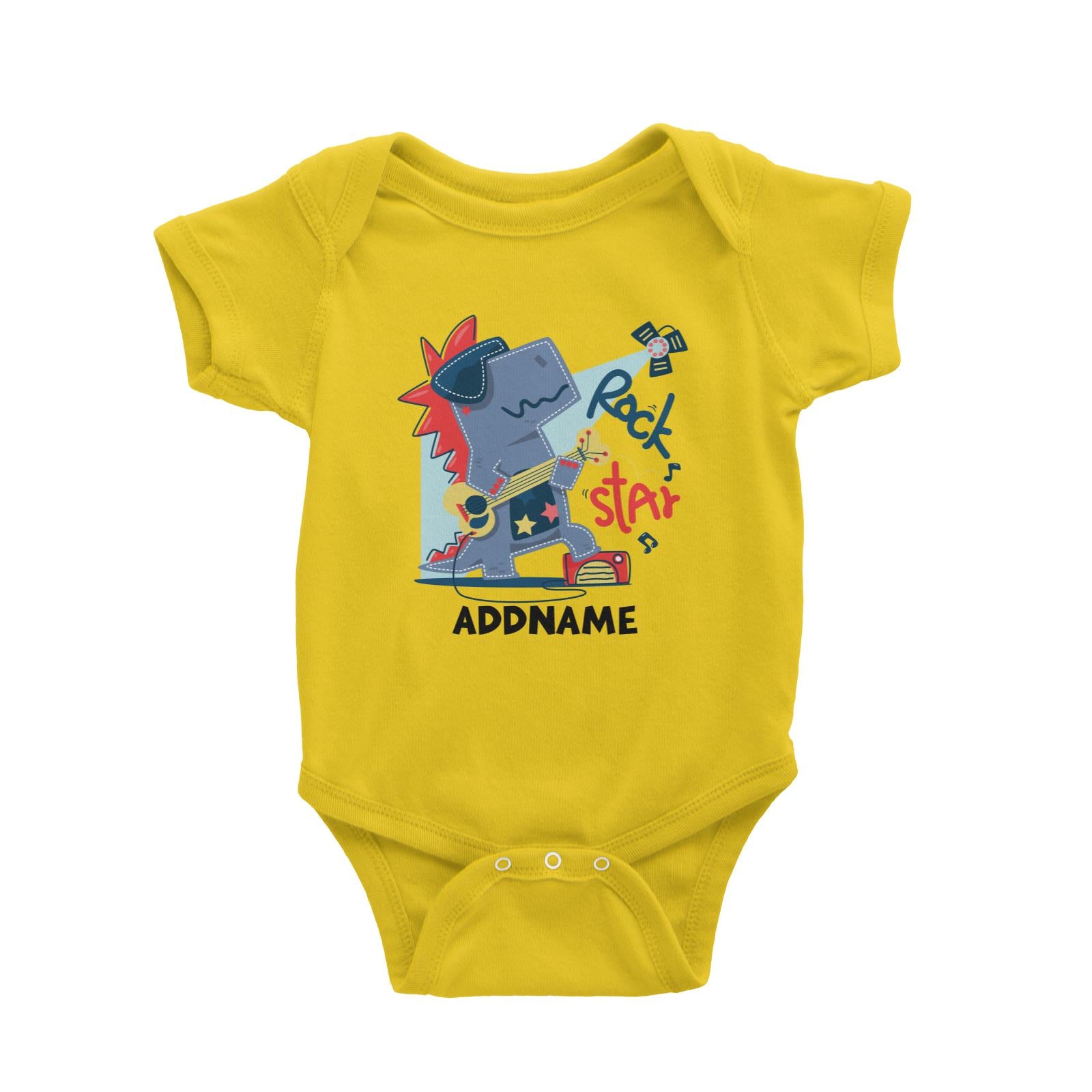 Rock Star Dinosaur with Guitar Addname Baby Romper