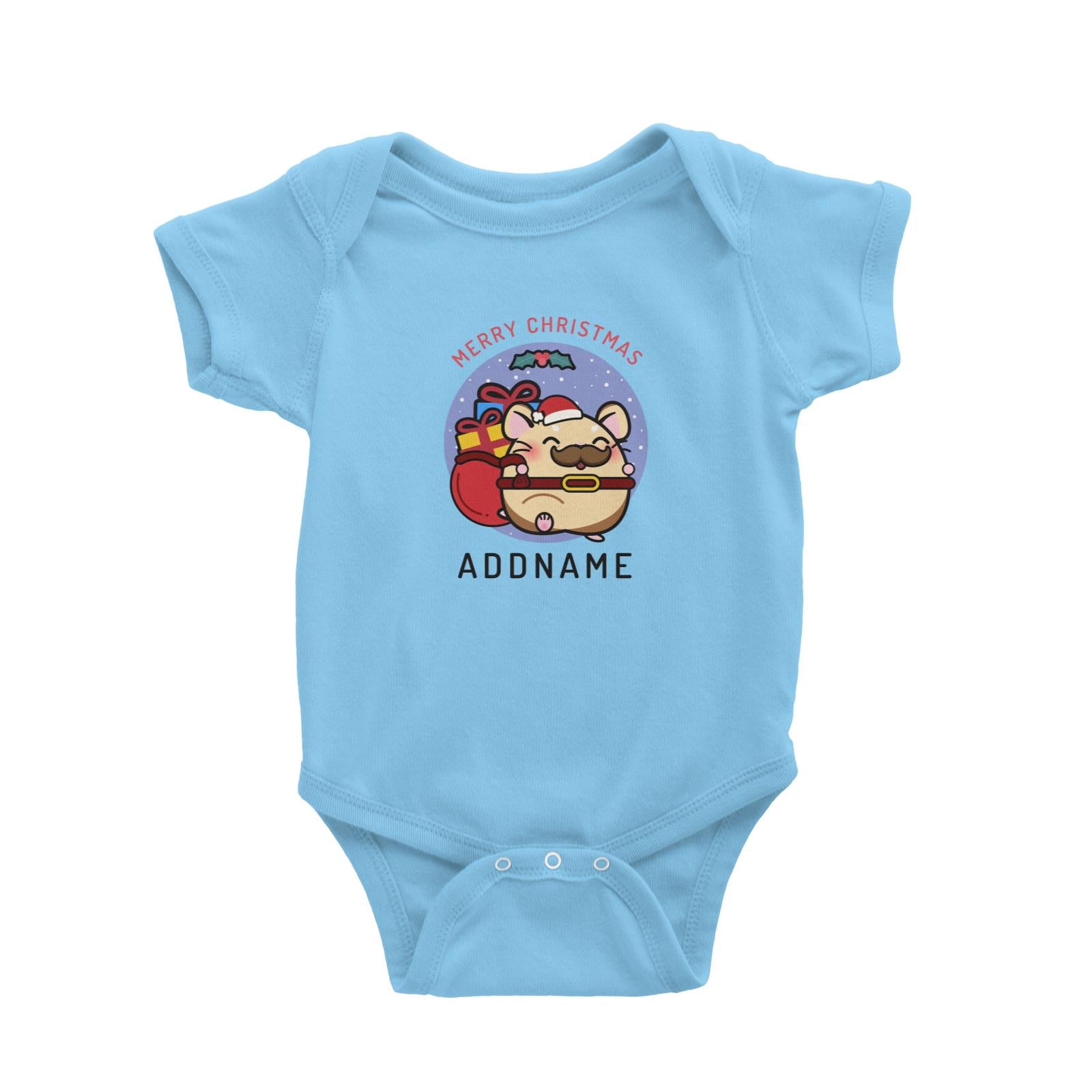 Merry Christmas Cute Santa Father Hamster Baby Romper