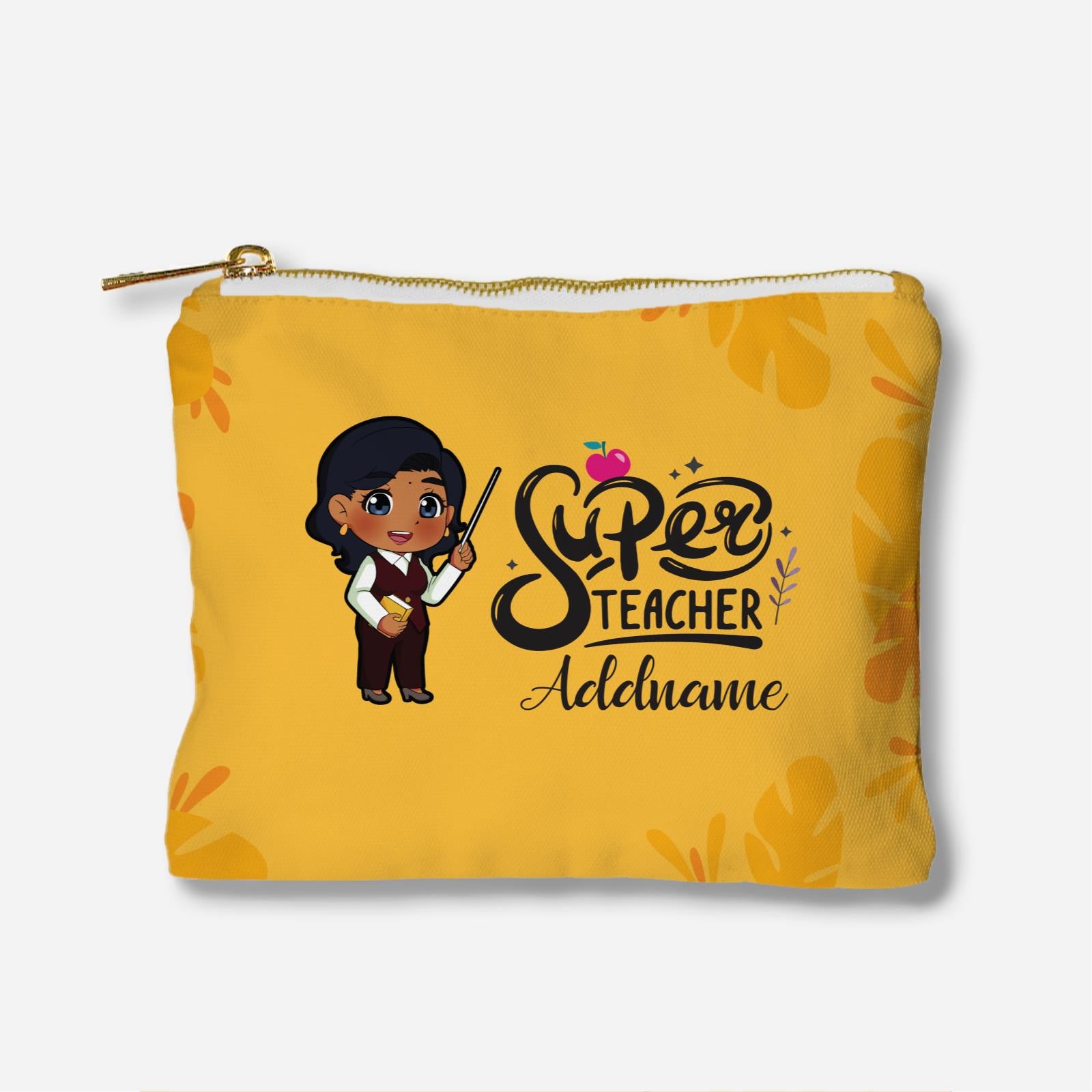 Chibi Super Teacher Indian Female Teacher Full Print Zipper Pouch