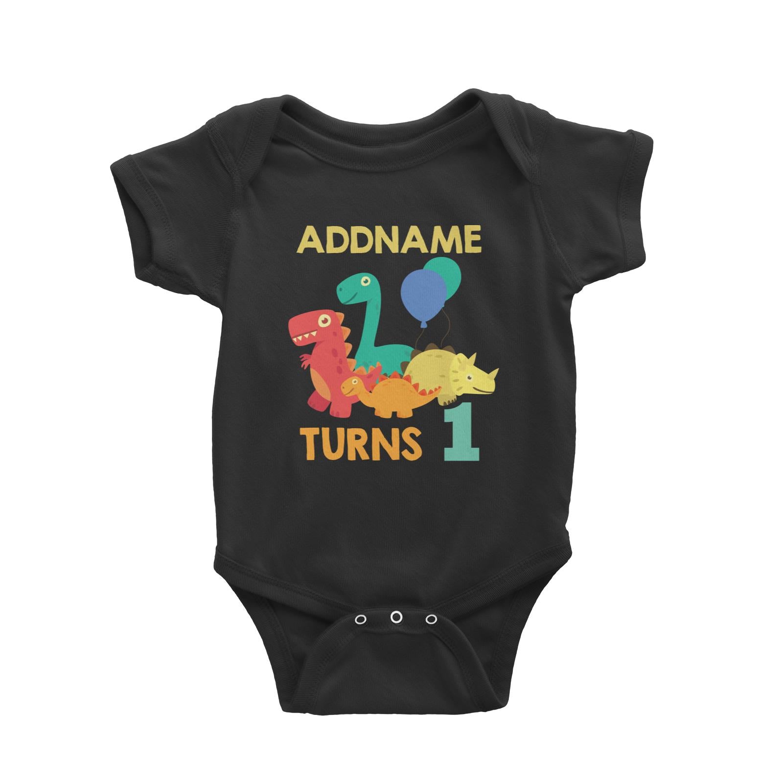 Cute Dinosaur Birthday Theme Personalizable with Name and Date Baby Romper