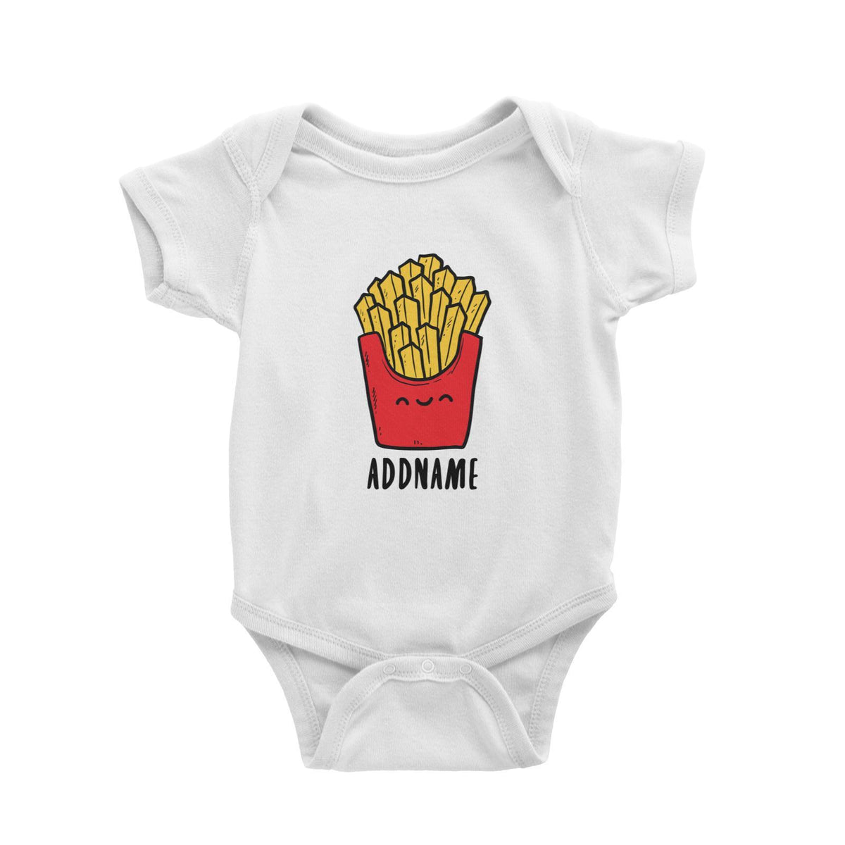Fast Food Fries Addname Baby Romper  Matching Family Comic Cartoon Personalizable Designs