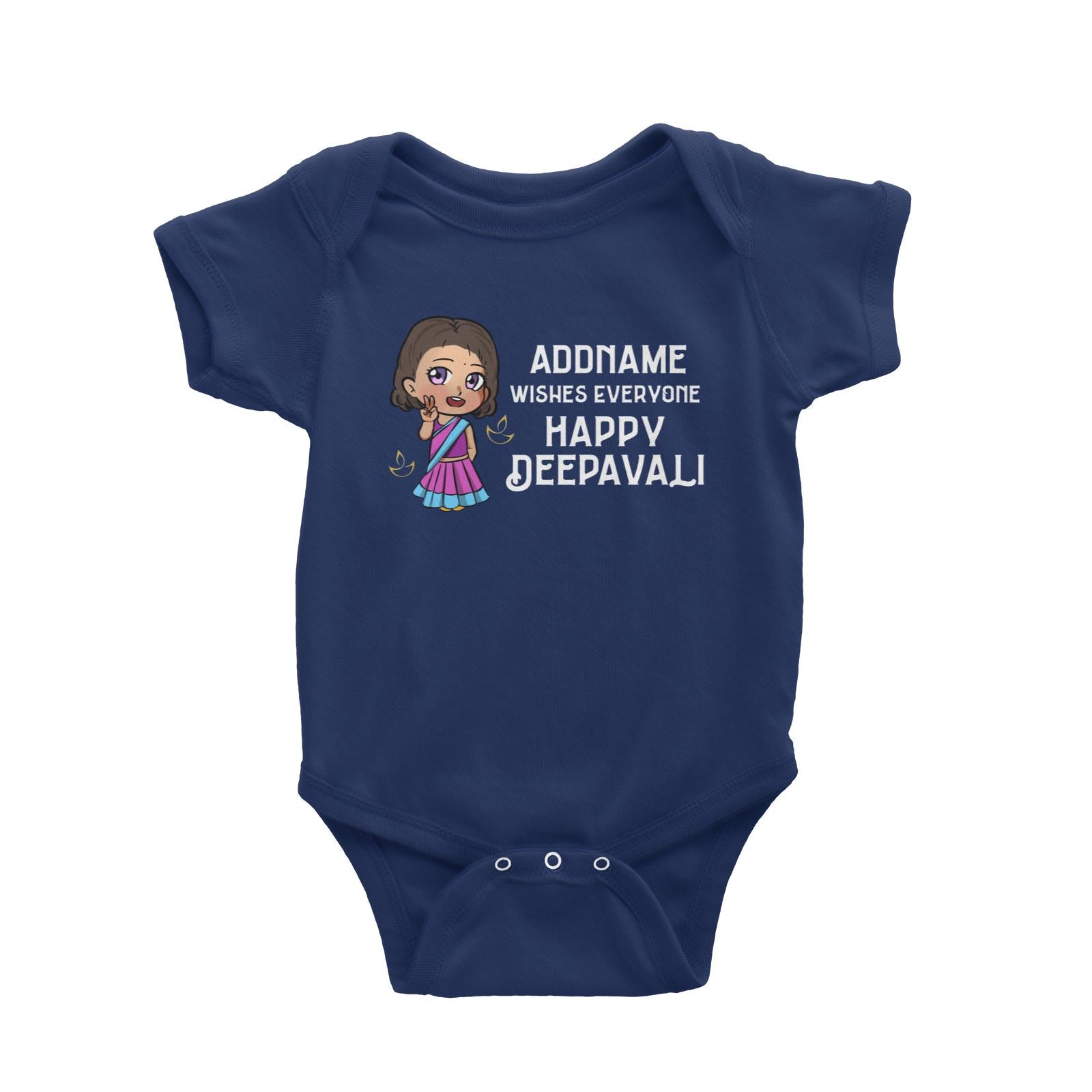 Deepavali Chibi Little Girl Addname Wishes Everyone Deepavali Baby Romper