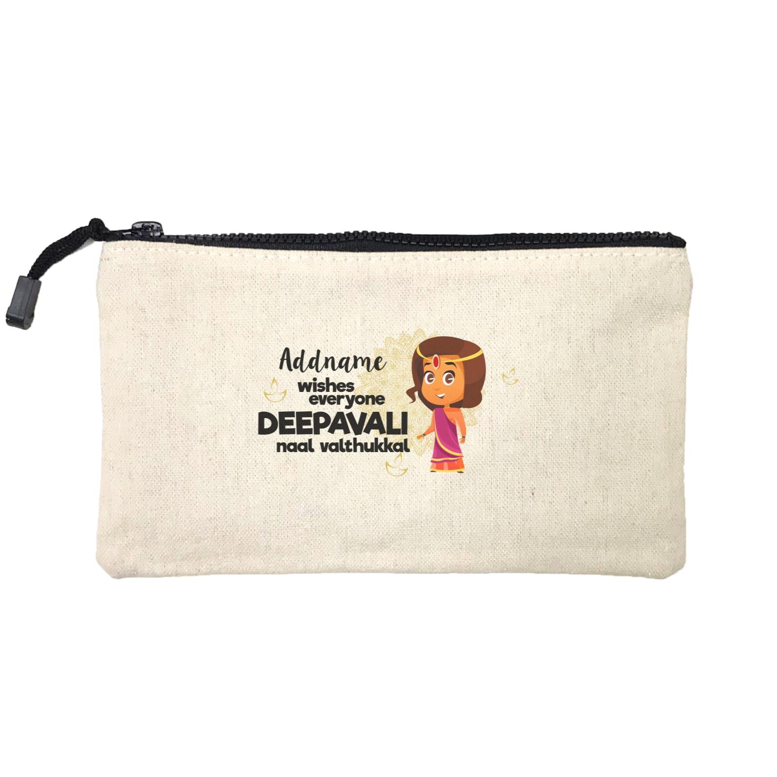 Cute Girl Wishes Everyone Deepavali Addname Mini Accessories Stationery Pouch
