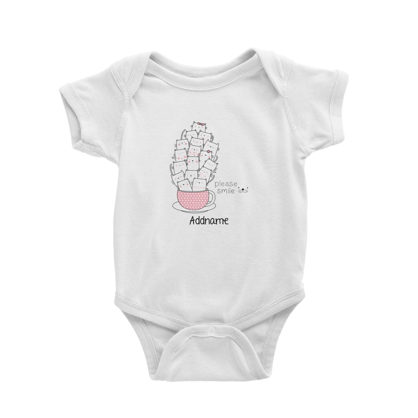 Cute Animals And Friends Series Please Smile Cats Group Coffee Cup Addname Baby Romper