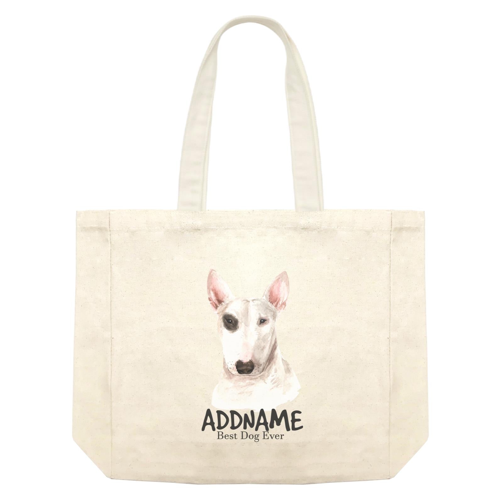 Watercolor Dog Bull Terrier Best Dog Ever Addname Shopping Bag