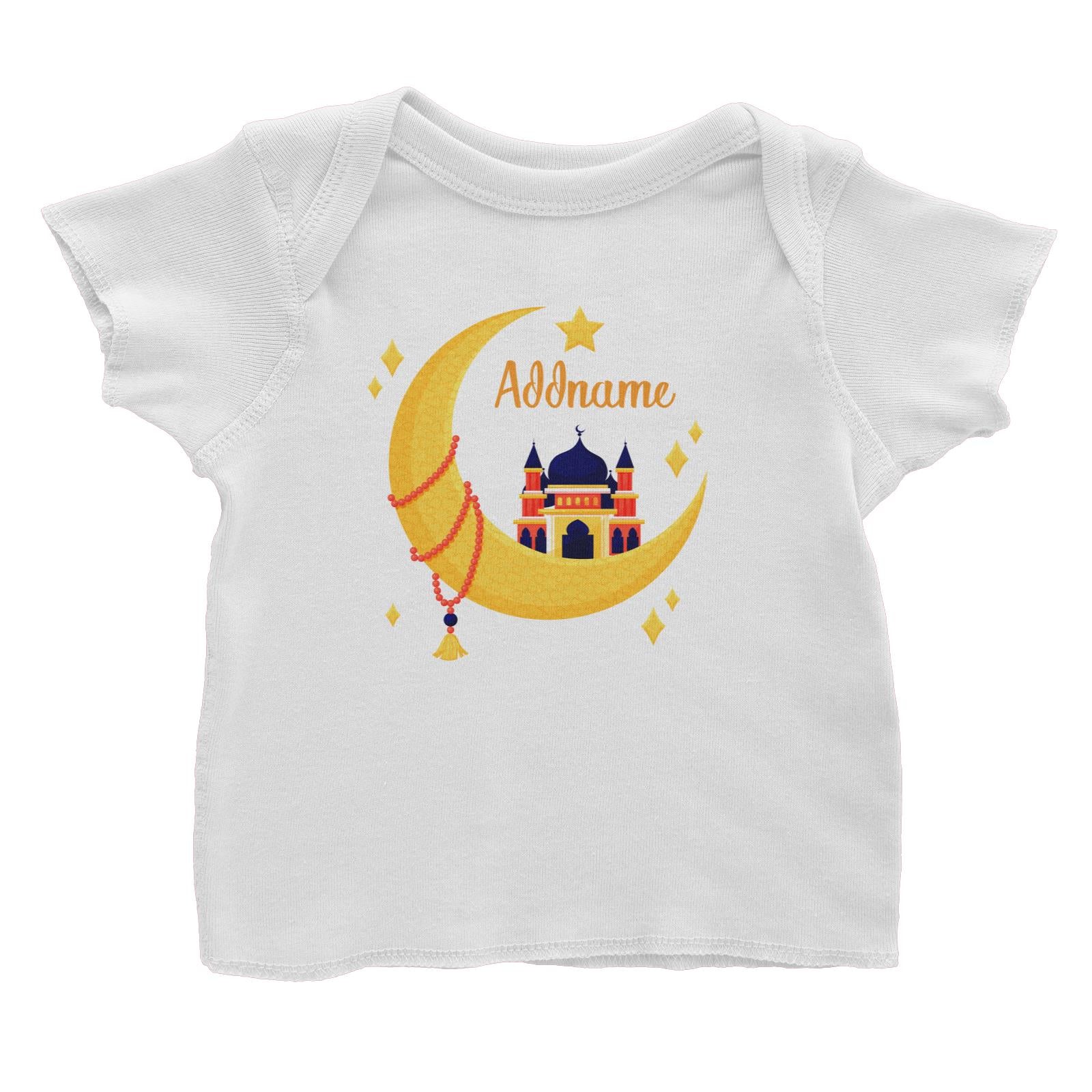Raya Moon Islamic Moon Star And Mosque Addname Baby T-Shirt