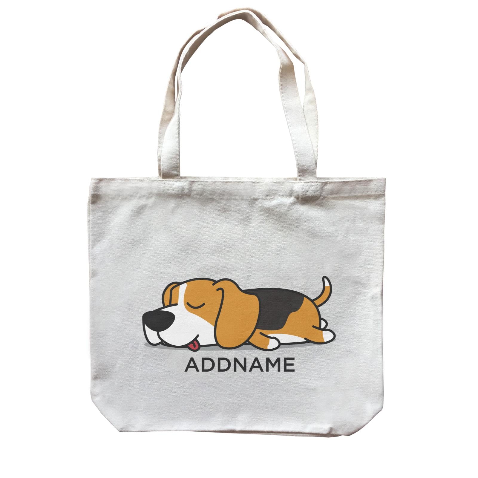 Lazy Beagle Dog Addname Canvas Bag