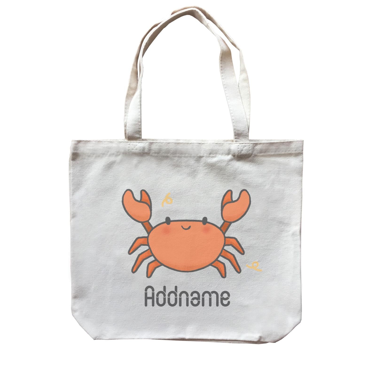 Cute Hand Drawn Style Crab Addname Canvas Bag