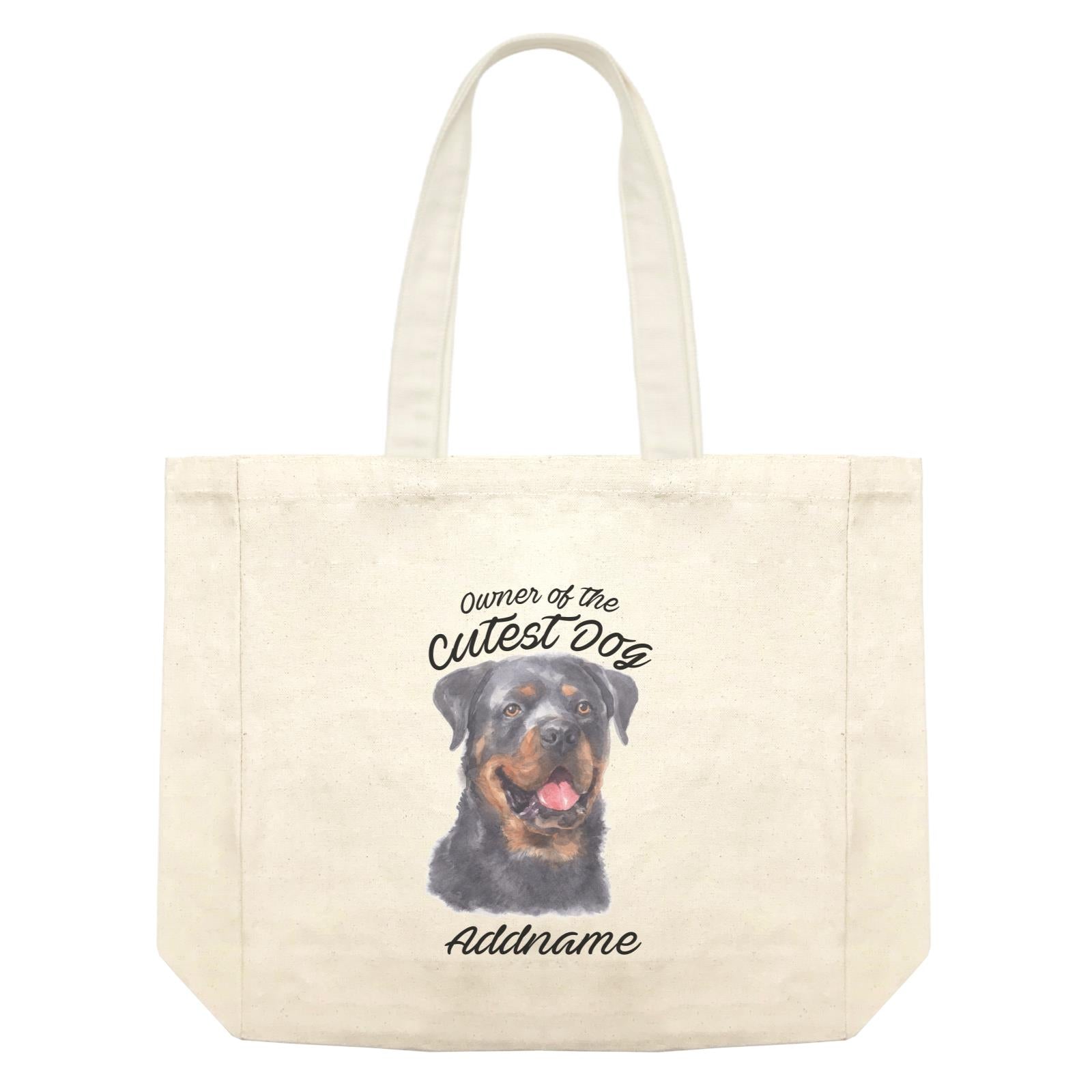 Watercolor Dog Owner Of The Cutest Dog Rottweiler Addname Shopping Bag