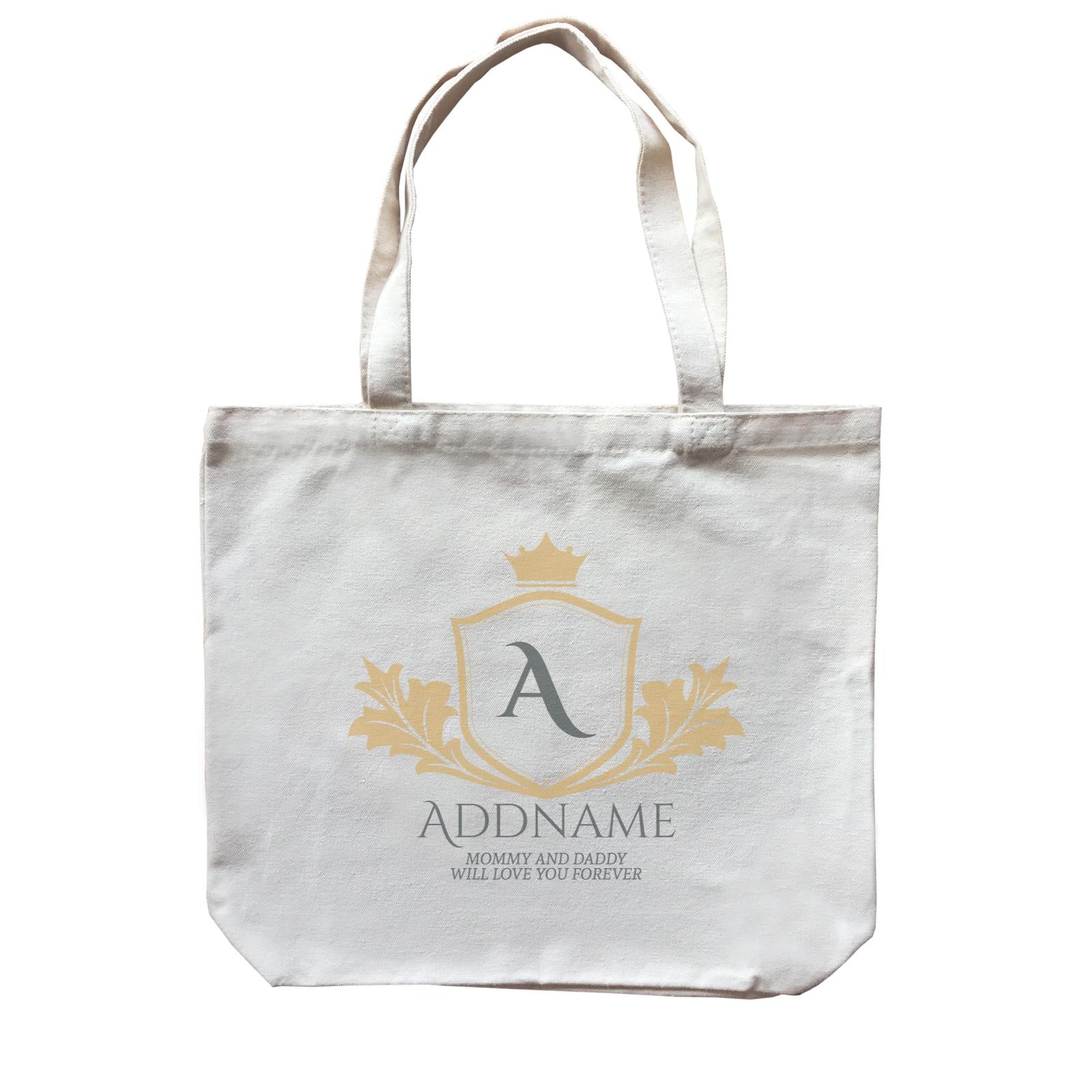 Royal Emblem Logo with Crown Personalizable with Initial Name and Text Canvas Bag