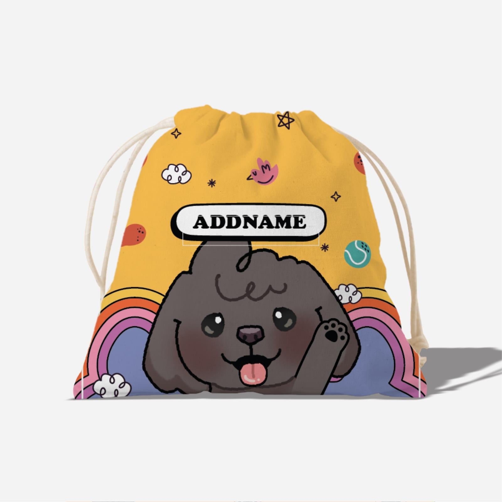 Paw Print Series Full Print Satchel - Grey Poodle