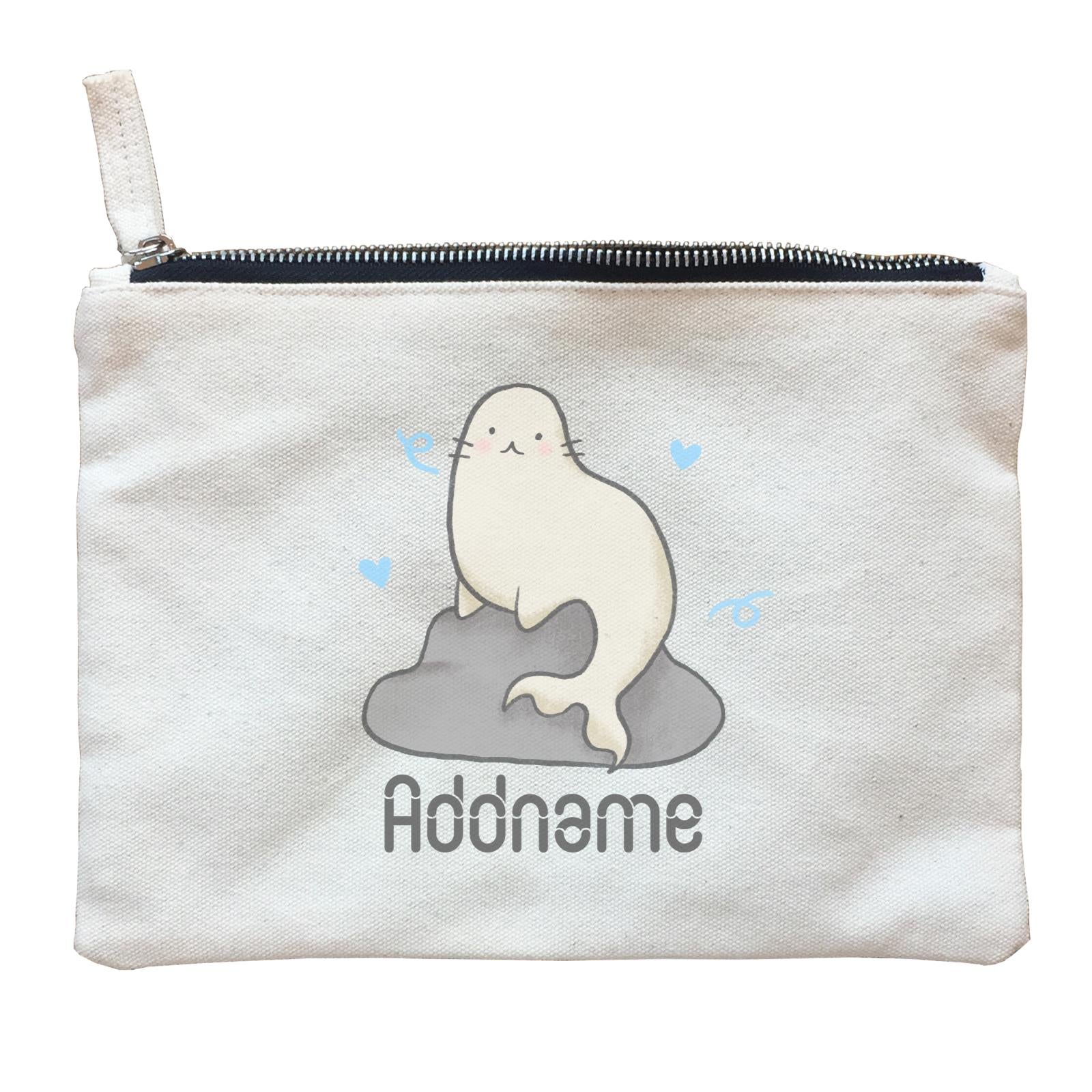 Cute Hand Drawn Style Seal Addname Zipper Pouch