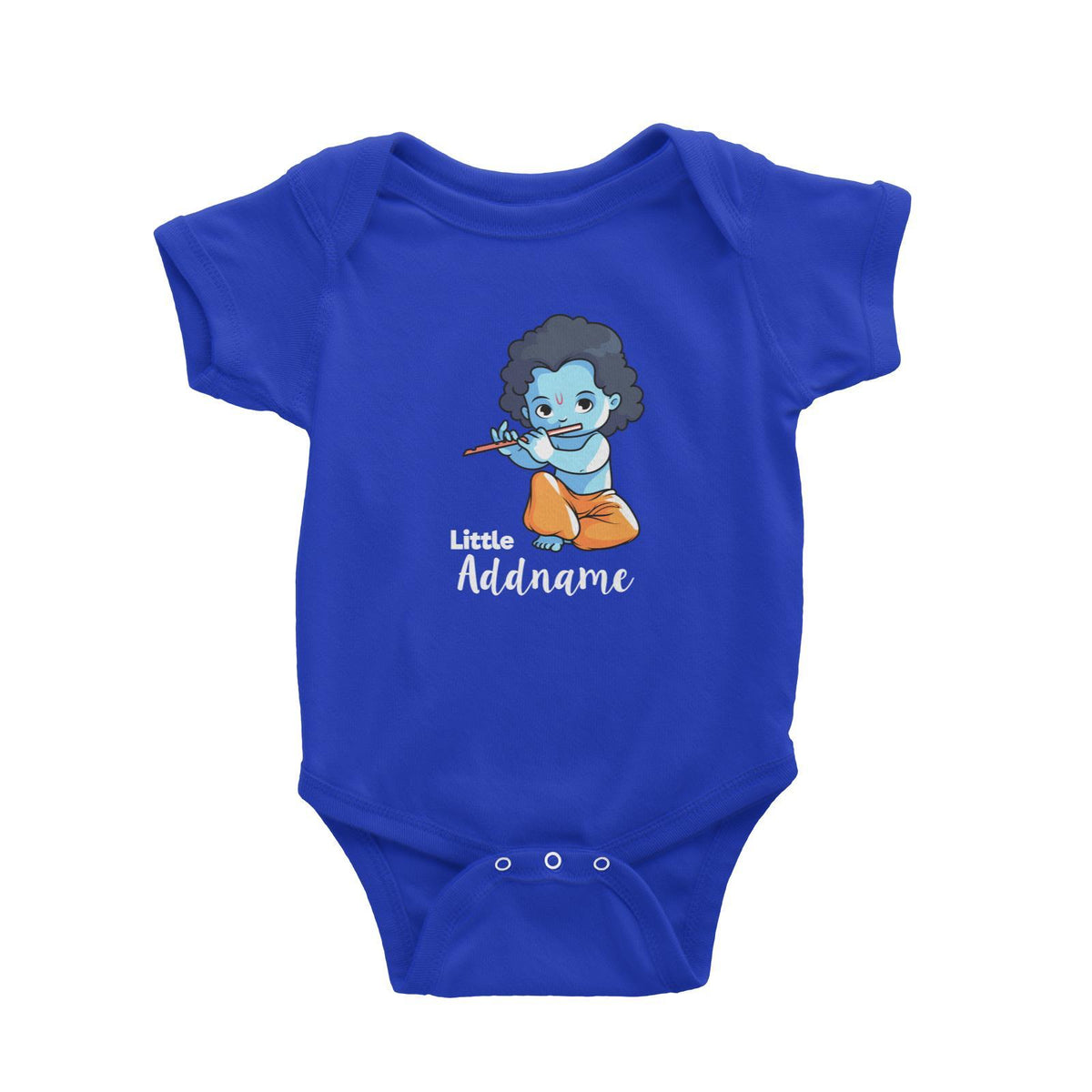 Cute Krishna Sitting Playing Flute Little Addname Baby Romper