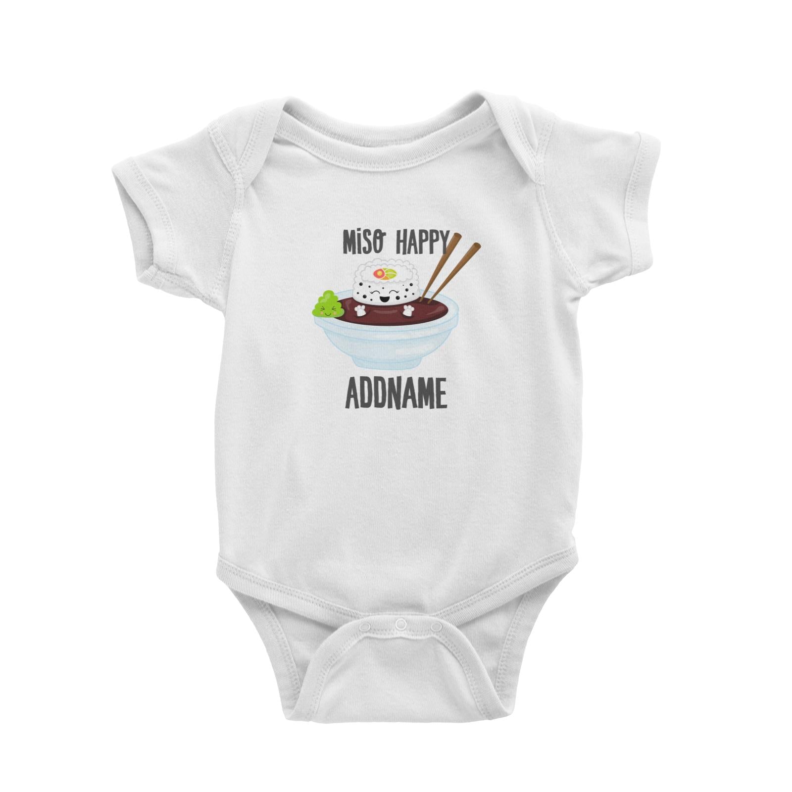Miso Happy Sushi in Soy Sauce Addname White Baby Romper