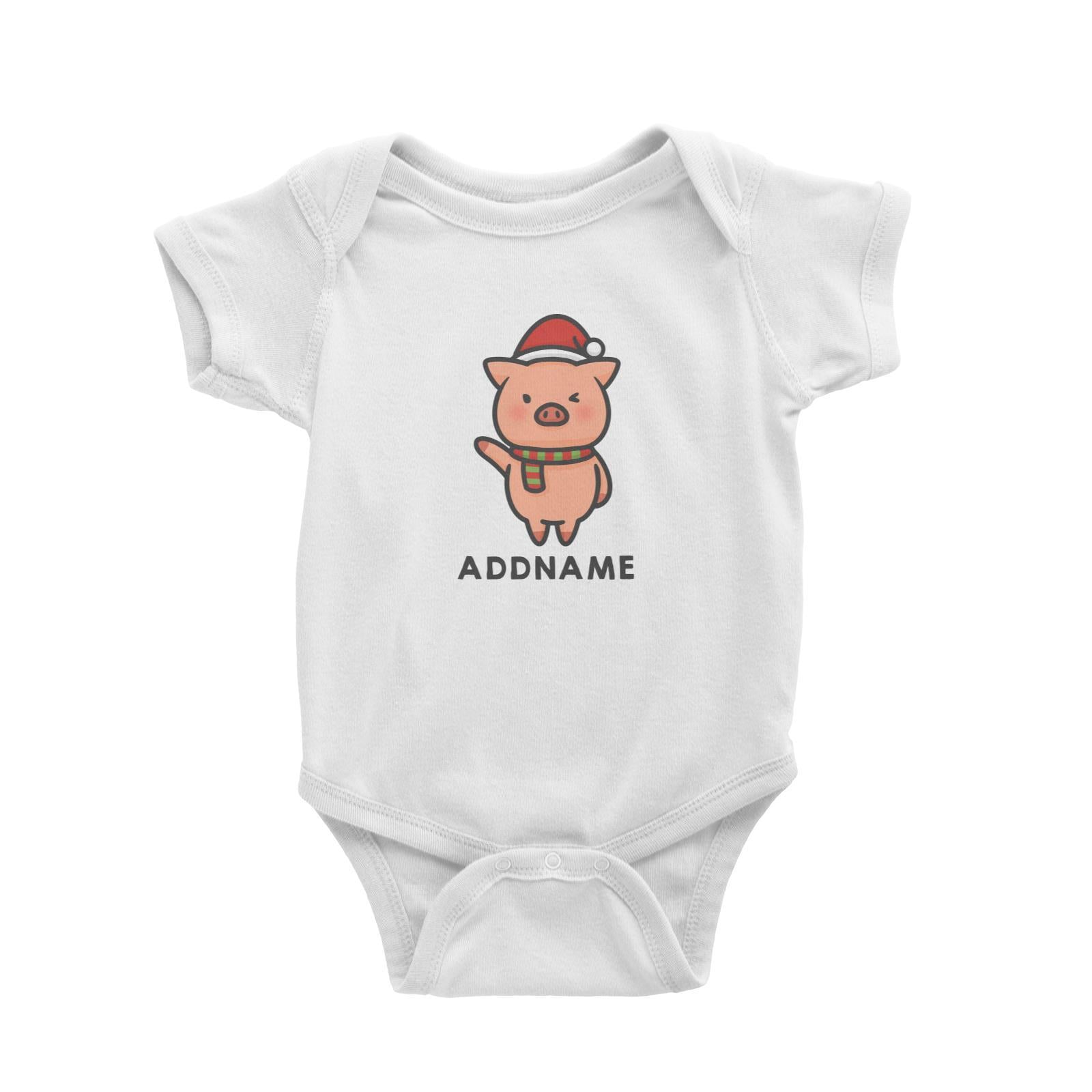 Xmas Cute Pig Christmas Hat Addname Accessories Baby Romper