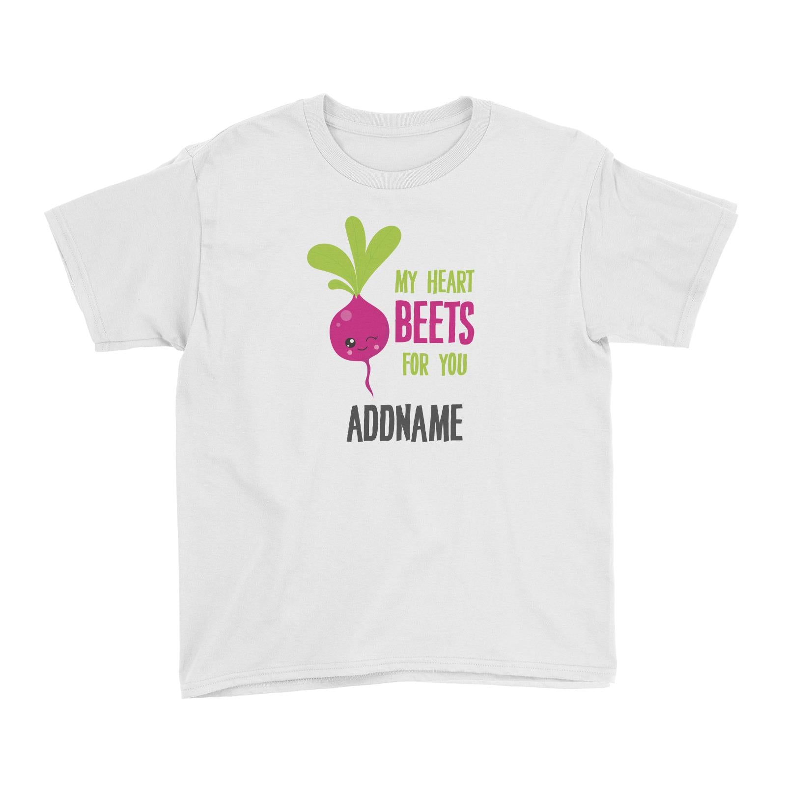Love Food Puns My Heart Beets For You Addname Kid's T-Shirt