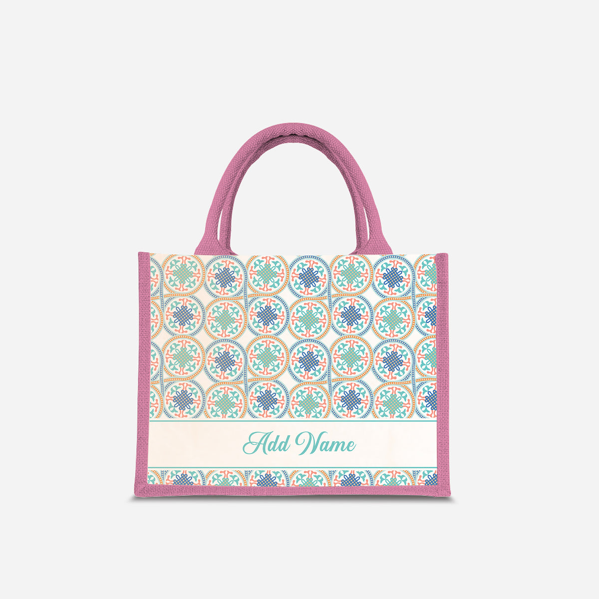 Moroccan Series Half Lining Small Jute Bag - Chahid Light Pink