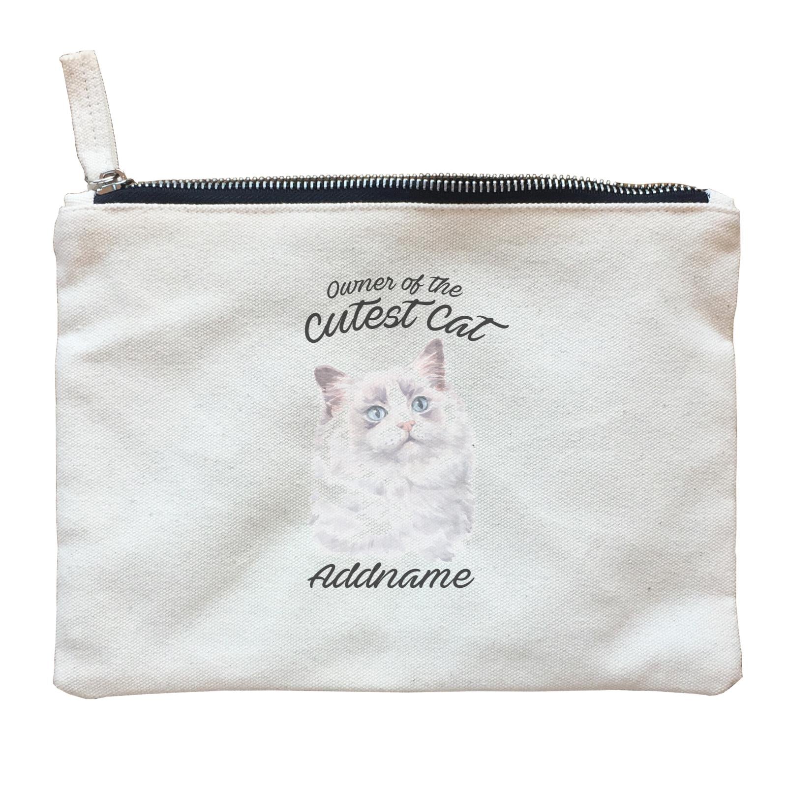 Watercolor Owner Of The Cutest Cat Ragdoll White Addname Zipper Pouch