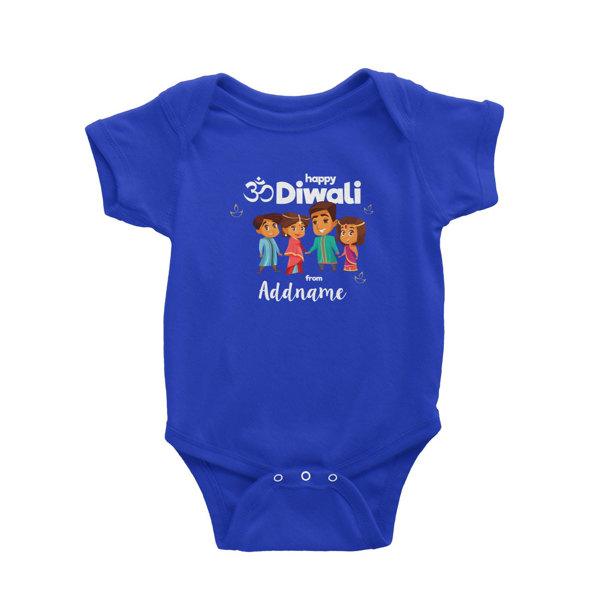 Cute Family Of Four OM Happy Diwali From Addname Baby Romper