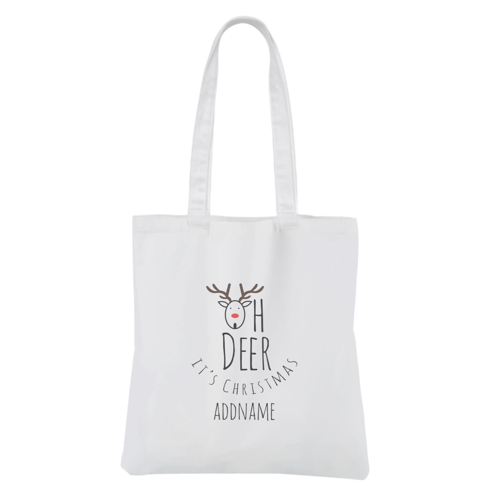 Christmas Series Oh Deer It's Christmas White Canvas Bag