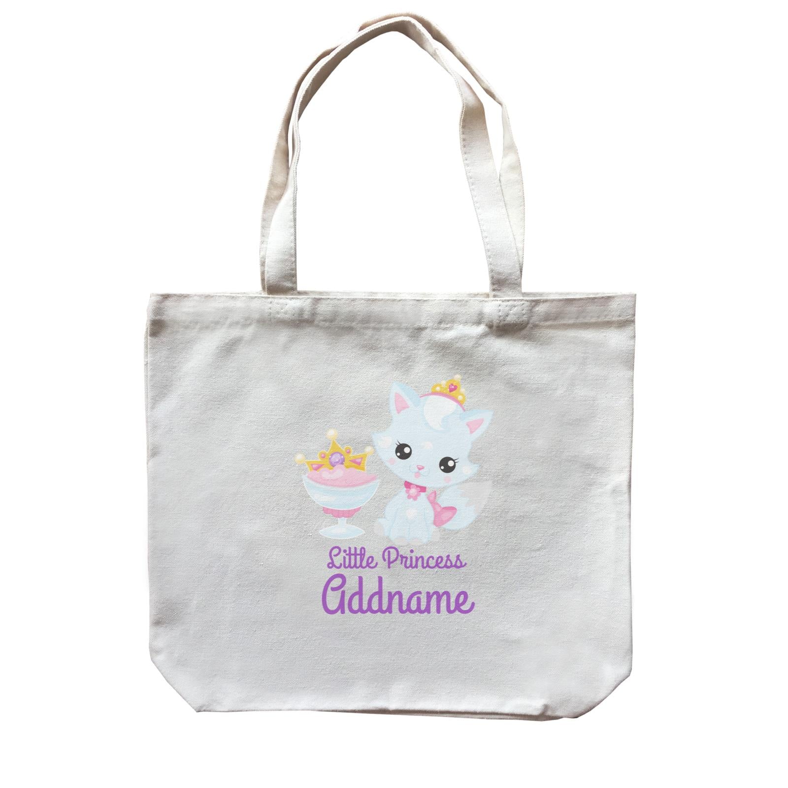 Little Princess Pets Light Blue Cat with Crown and Glass Addname Canvas Bag