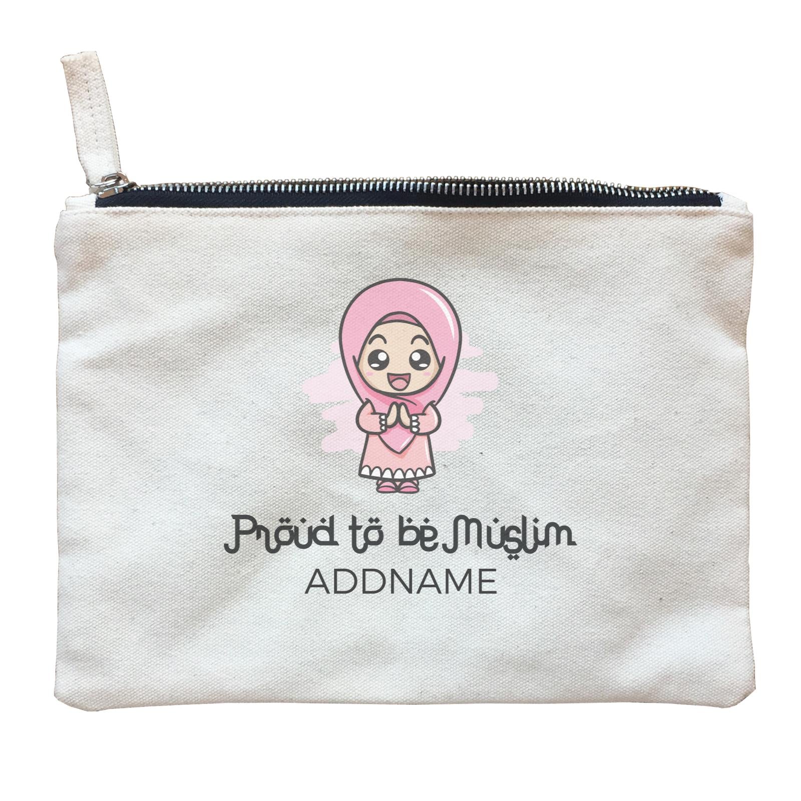Proud To Be Muslim Happy Little Girl Addname Zipper Pouch