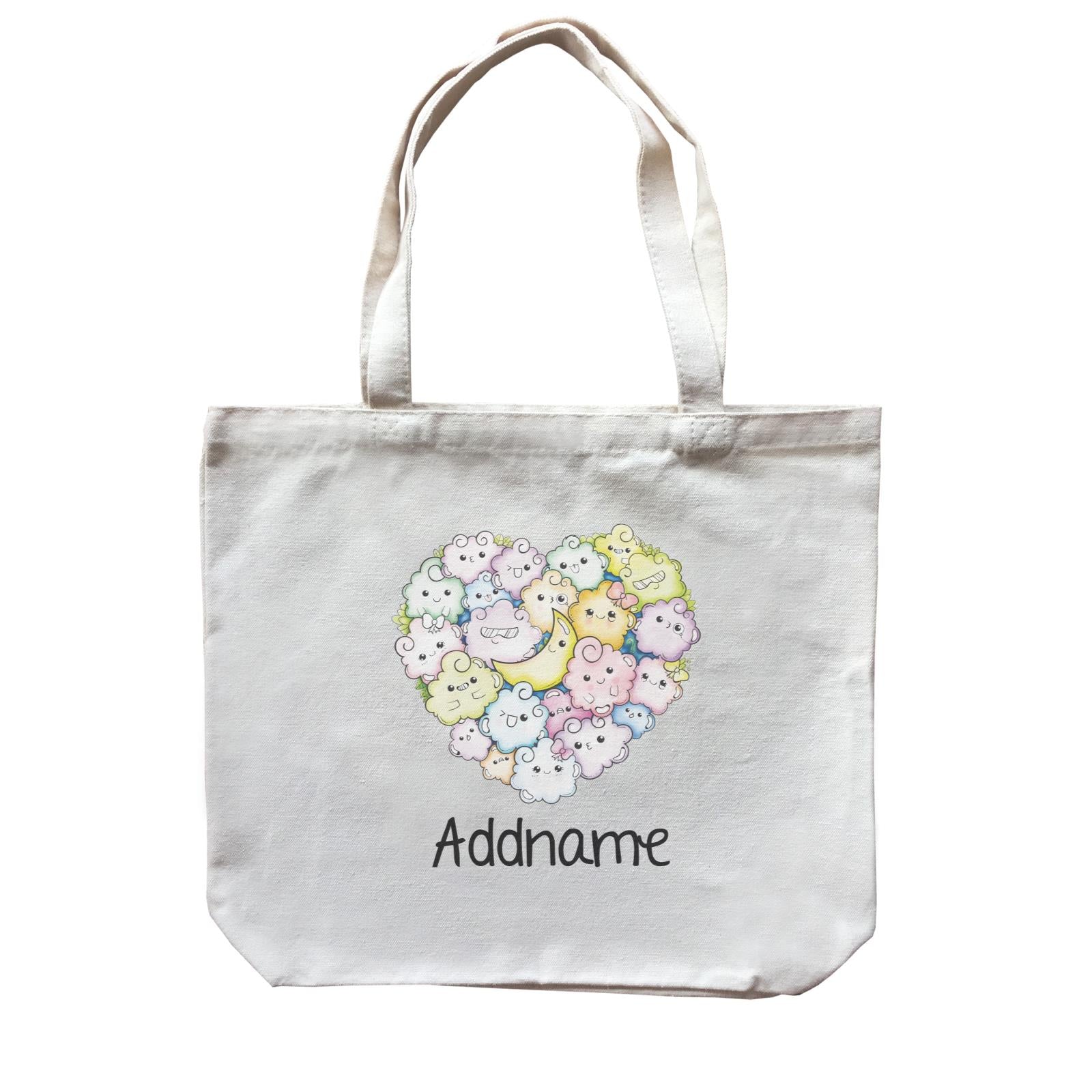 Cute Animals And Friends Series Cute Little Cloud Group Heart Addname Canvas Bag