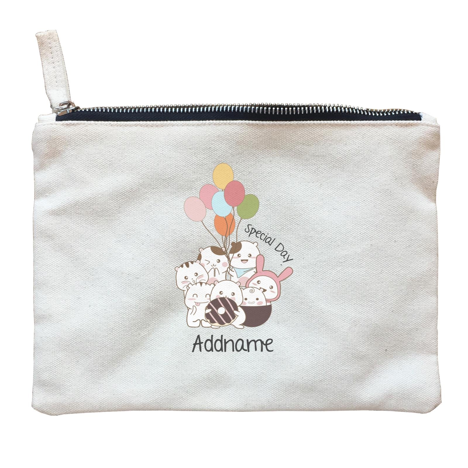 Cute Animals And Friends Series Cute Hamster Special Day Addname Zipper Pouch