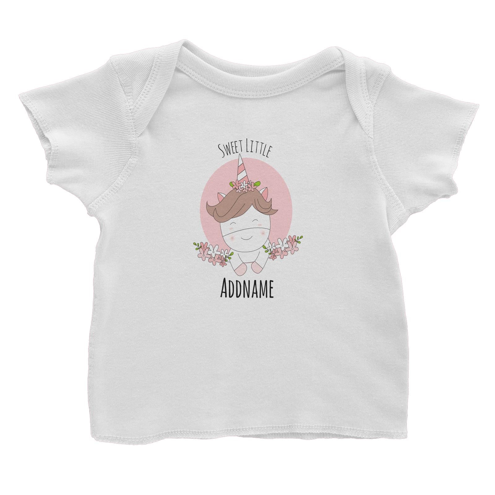 Sweet Animals Sketches Unicorn Sweet Little Addname Baby T-Shirt
