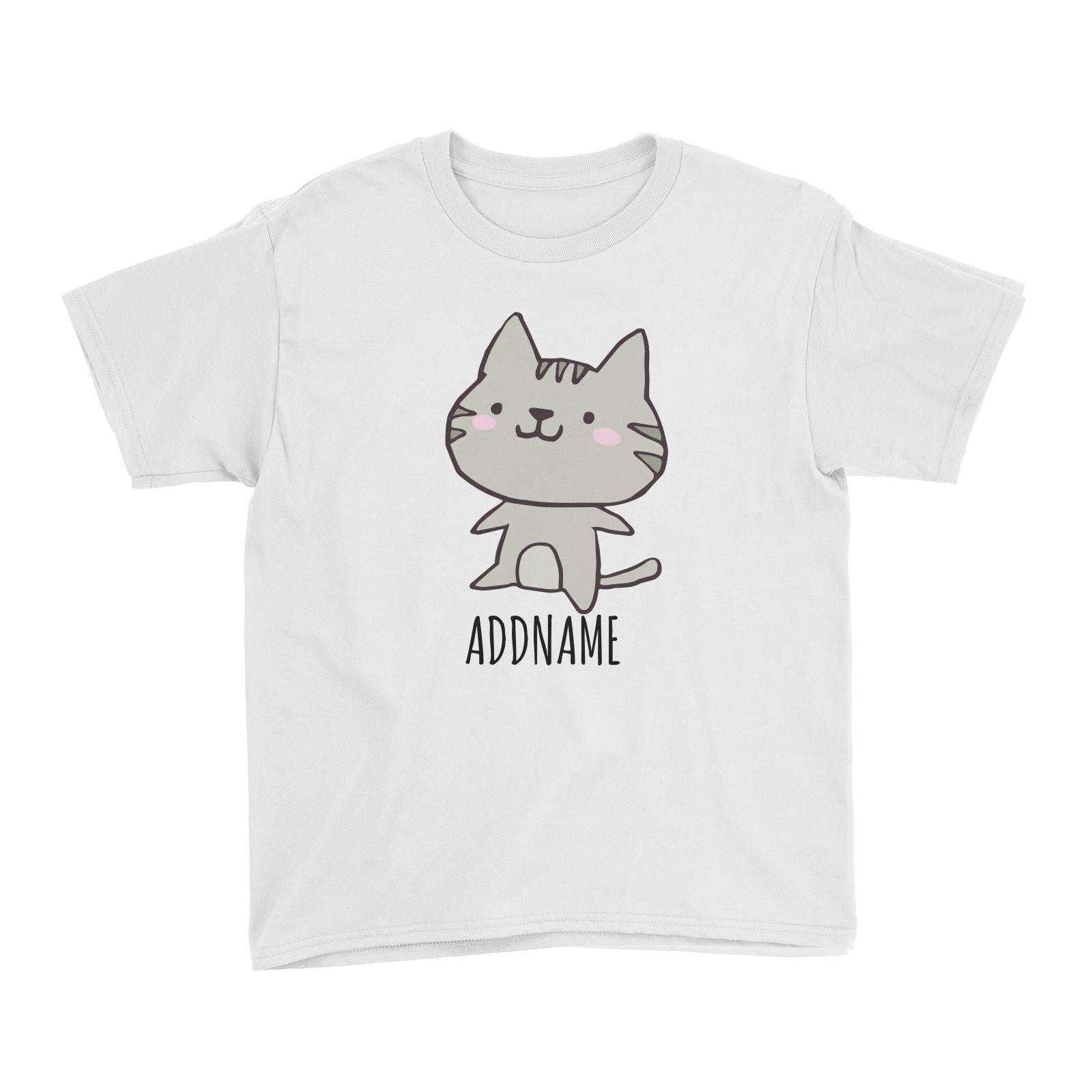 Cartoon Kawaii Cat Doodle White White Kid's T-Shirt  Matching Family Personalizable Designs