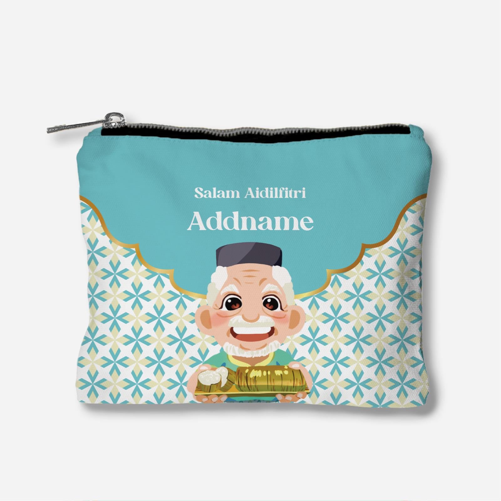 Seindah Lebaran Full Print Zipper Pouch - Tok Wan