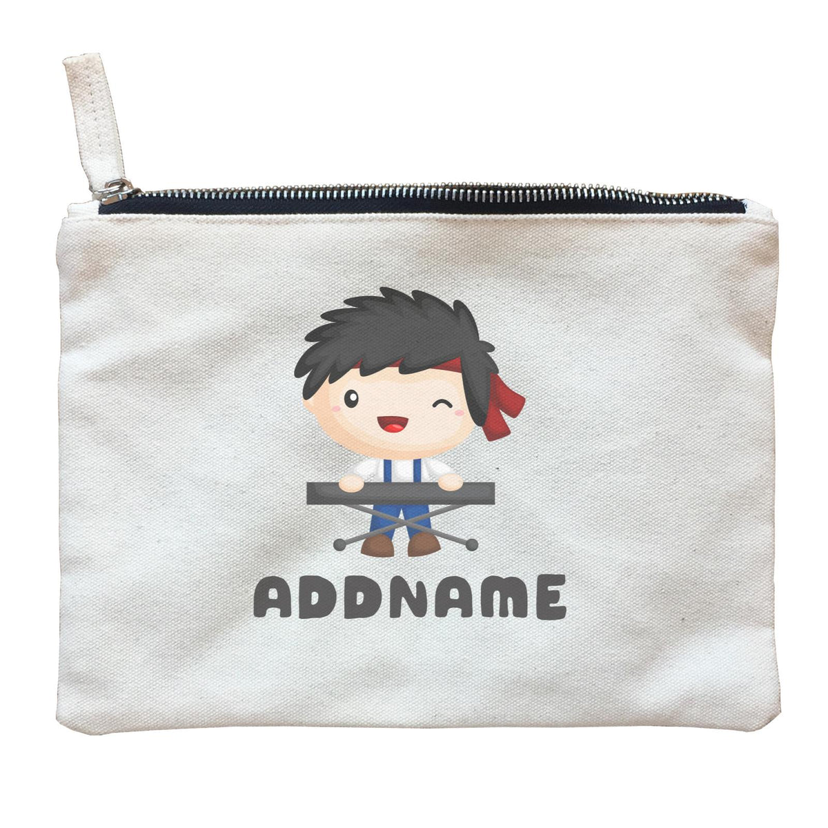 Birthday Music Band Boy Playing Electric Piano Addname Zipper Pouch
