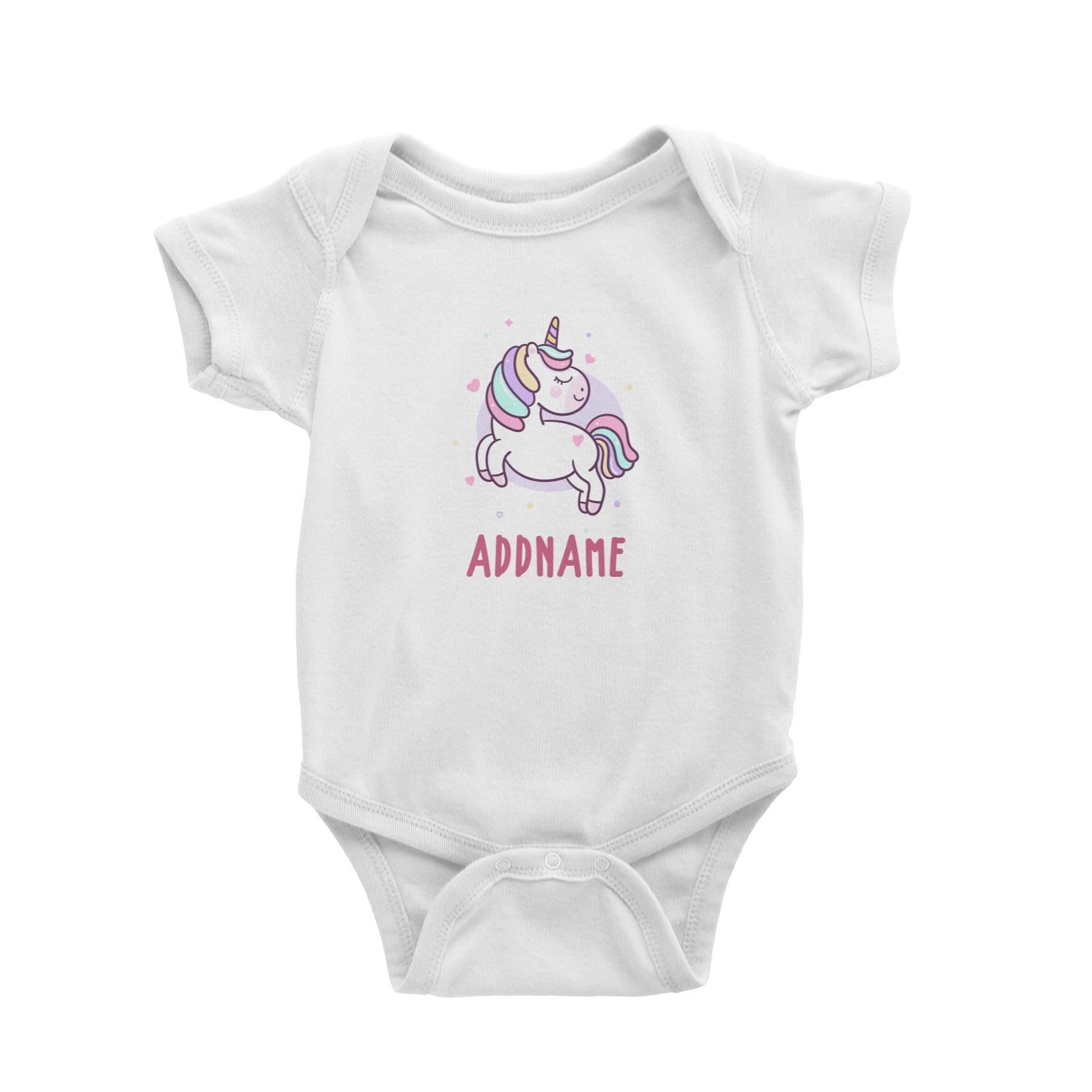 Unicorn And Princess Series Cute Pastel Unicorn Addname Baby Romper