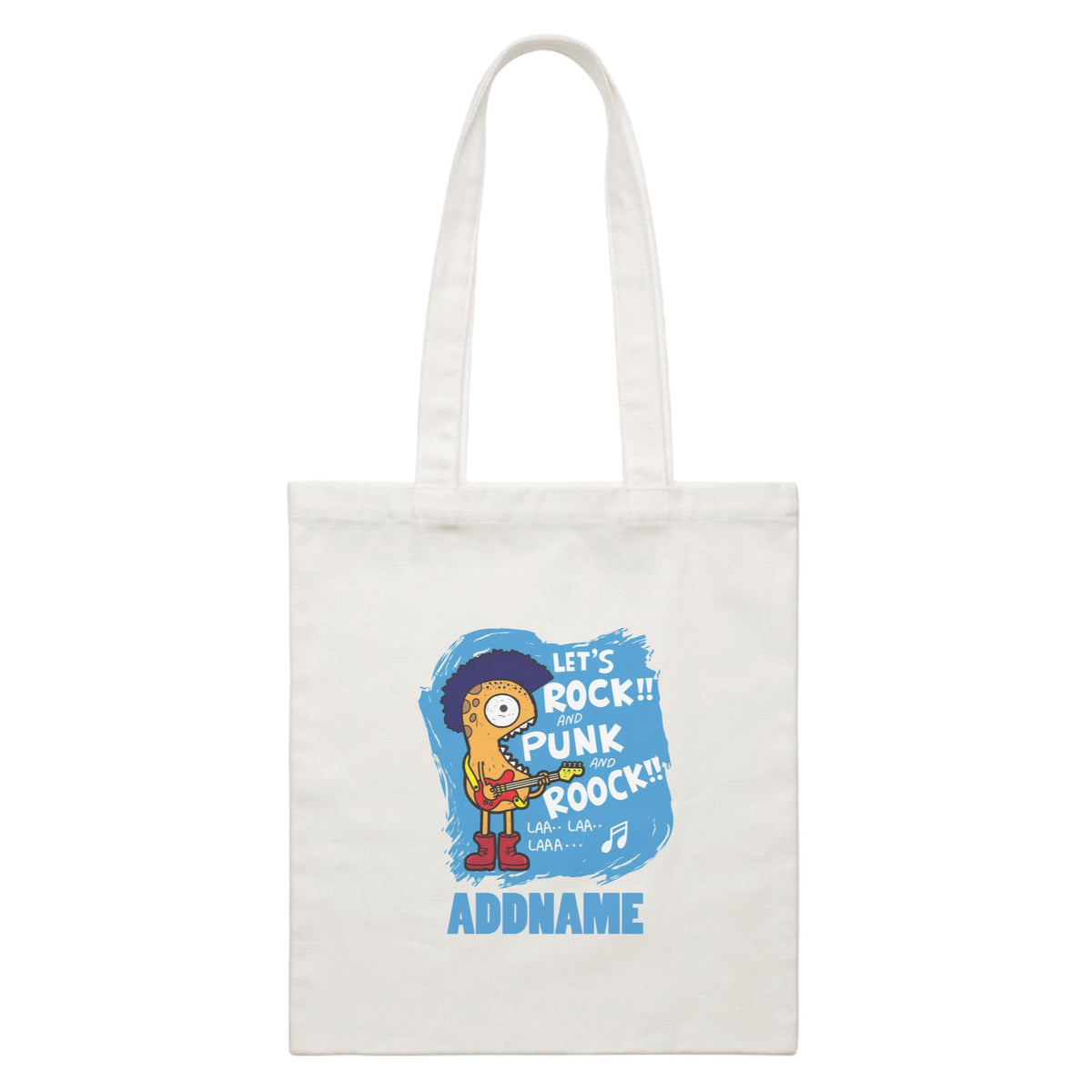 Cool Cute Monster Let's Rock And Punk And Roock Monster Addname White Canvas Bag