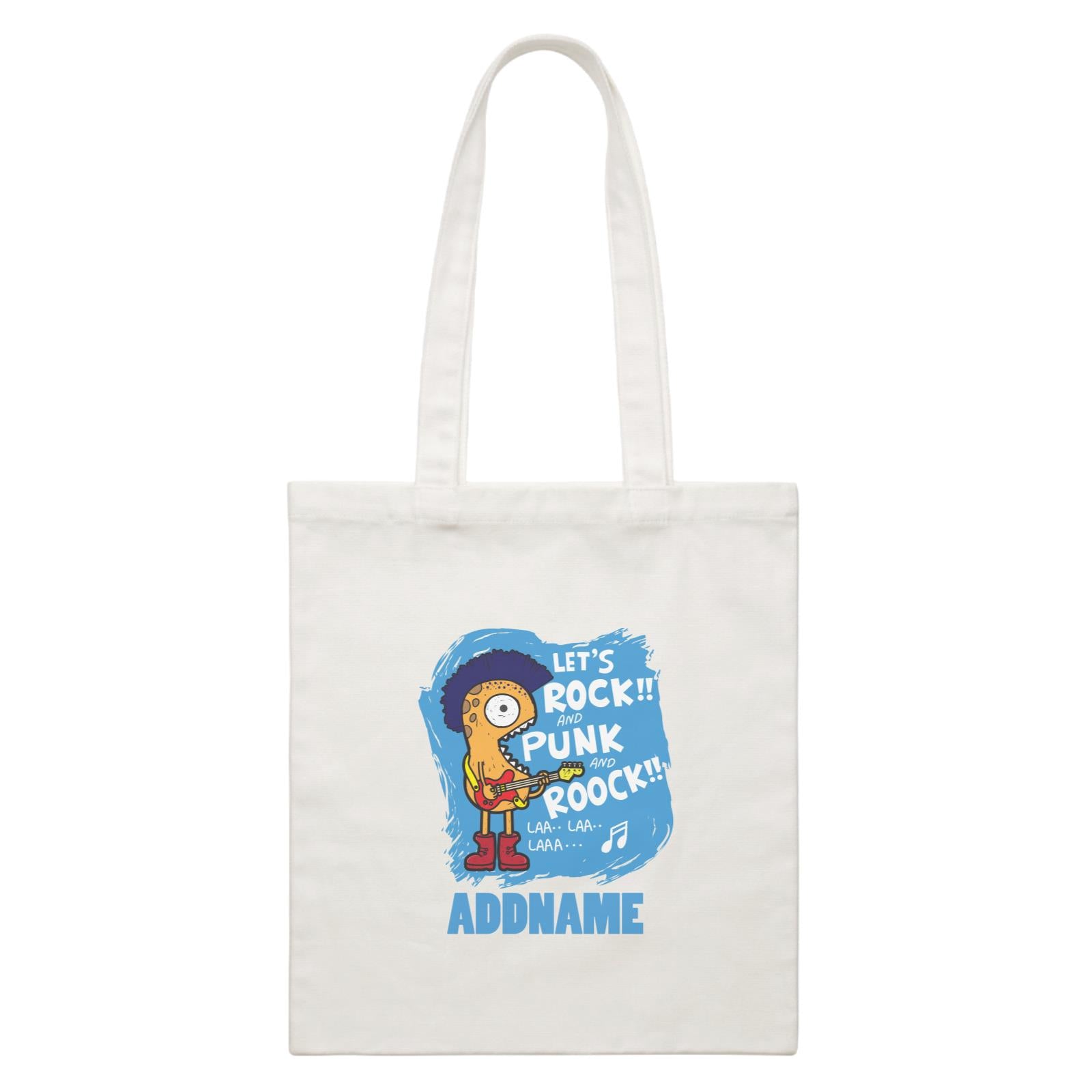 Cool Cute Monster Let's Rock And Punk And Roock Monster Addname White Canvas Bag