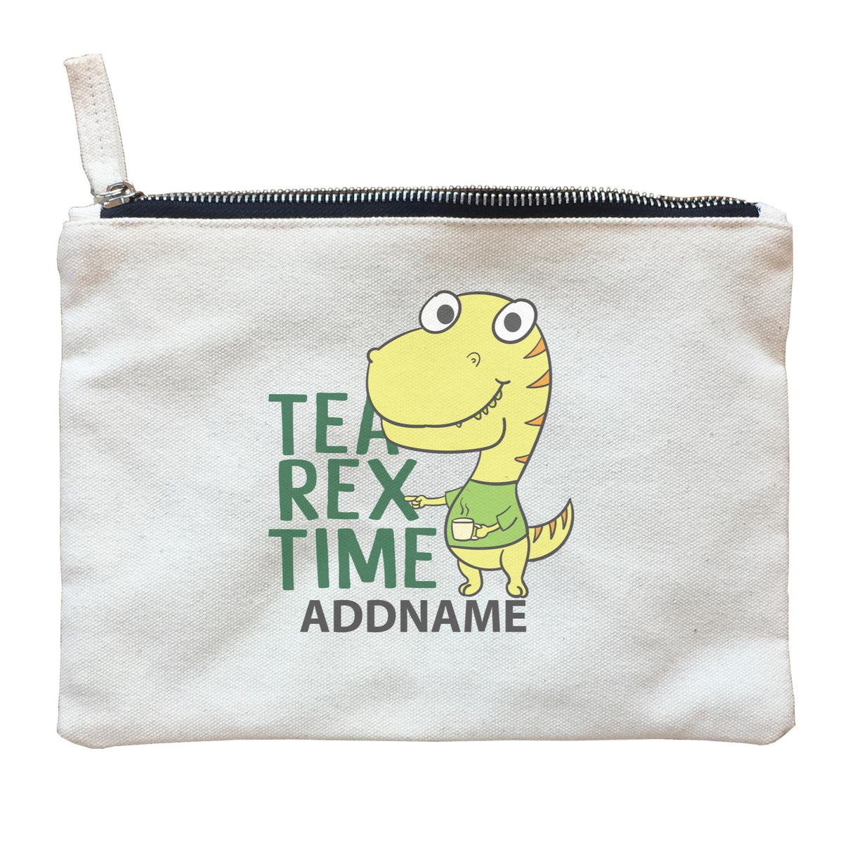Cool Cute Dinosaur Tea Rex Time Addname Zipper Pouch