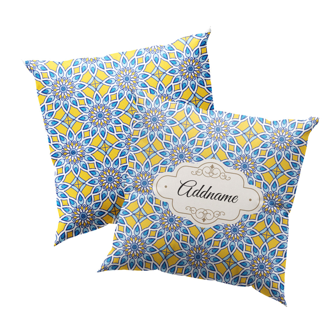 Chromatic Floret Blue Full Print Cushion Cover with Inner Cushion