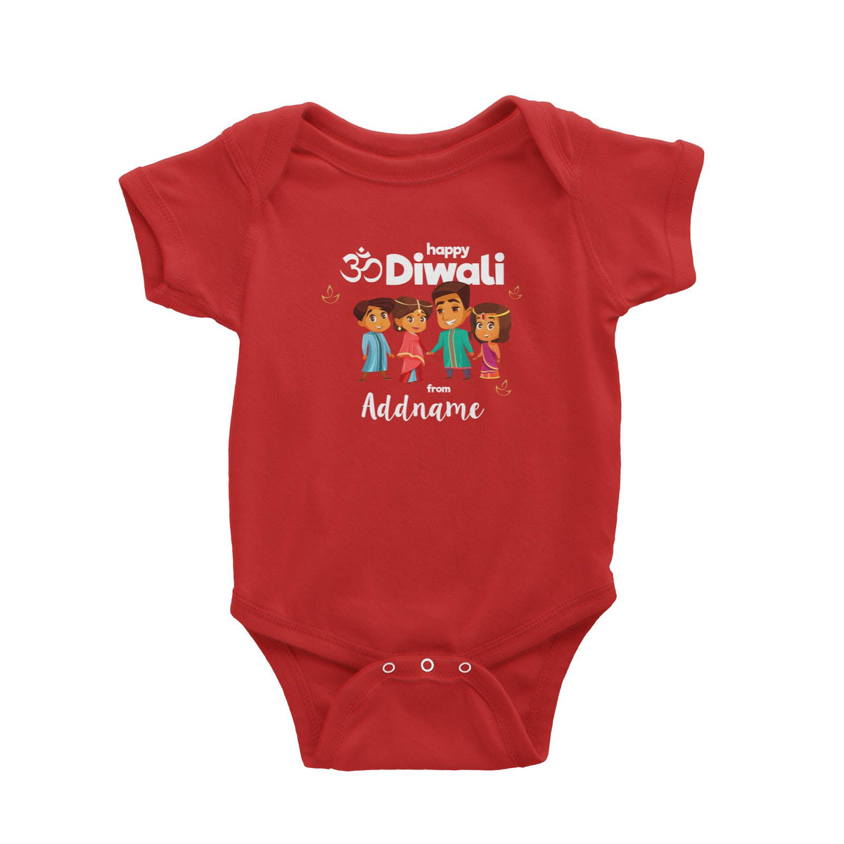 Cute Family Of Four OM Happy Diwali From Addname Baby Romper
