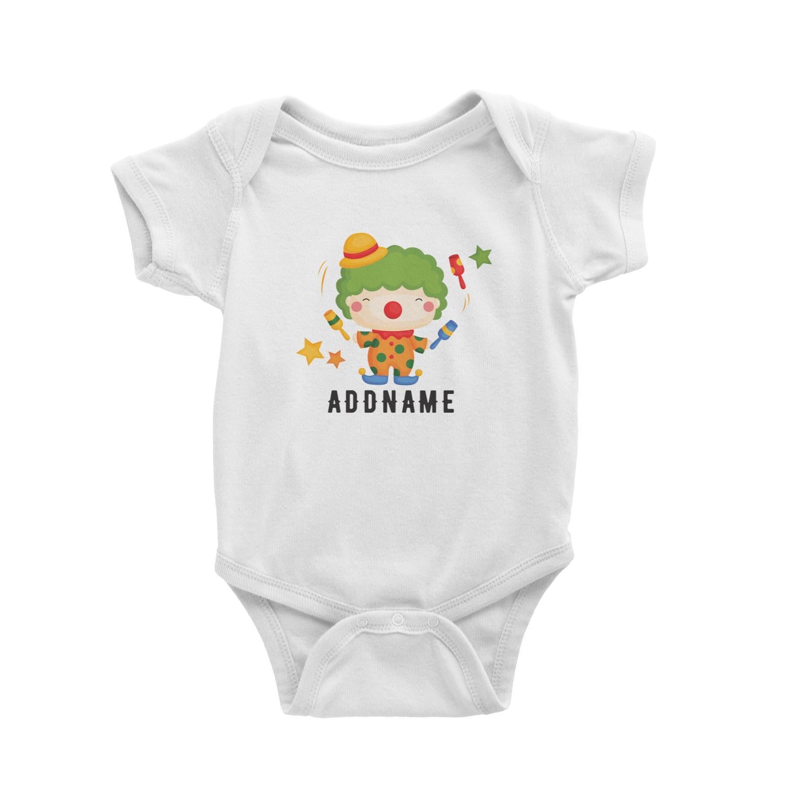 Birthday Circus Happy Clown Juggling Addname Baby Romper