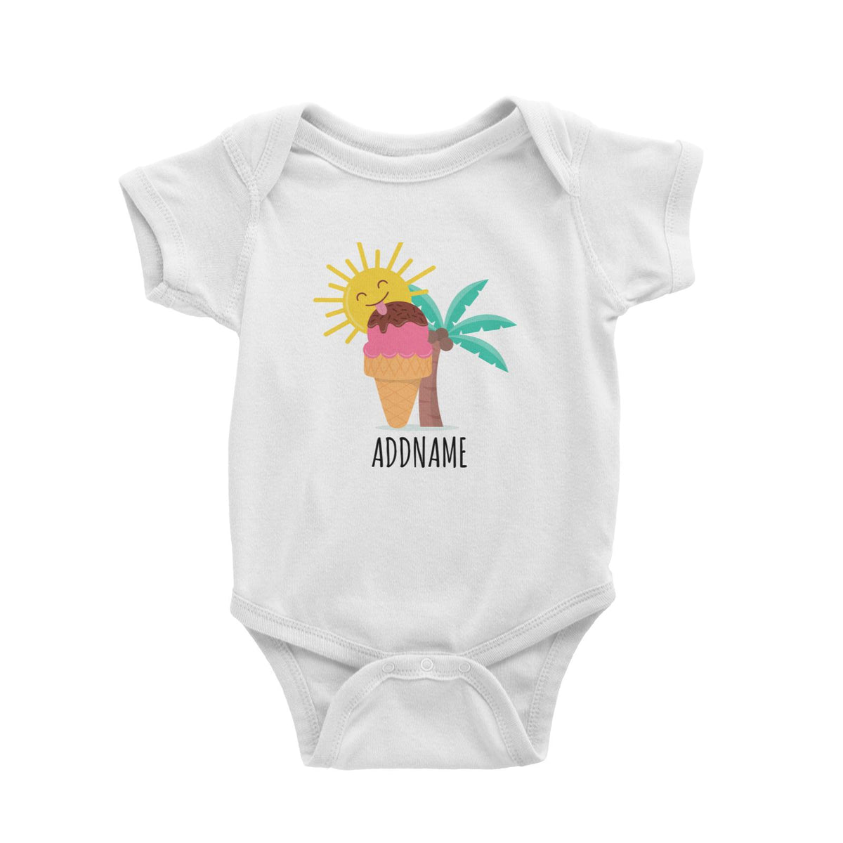 Summer Ice Cream White White Baby Romper