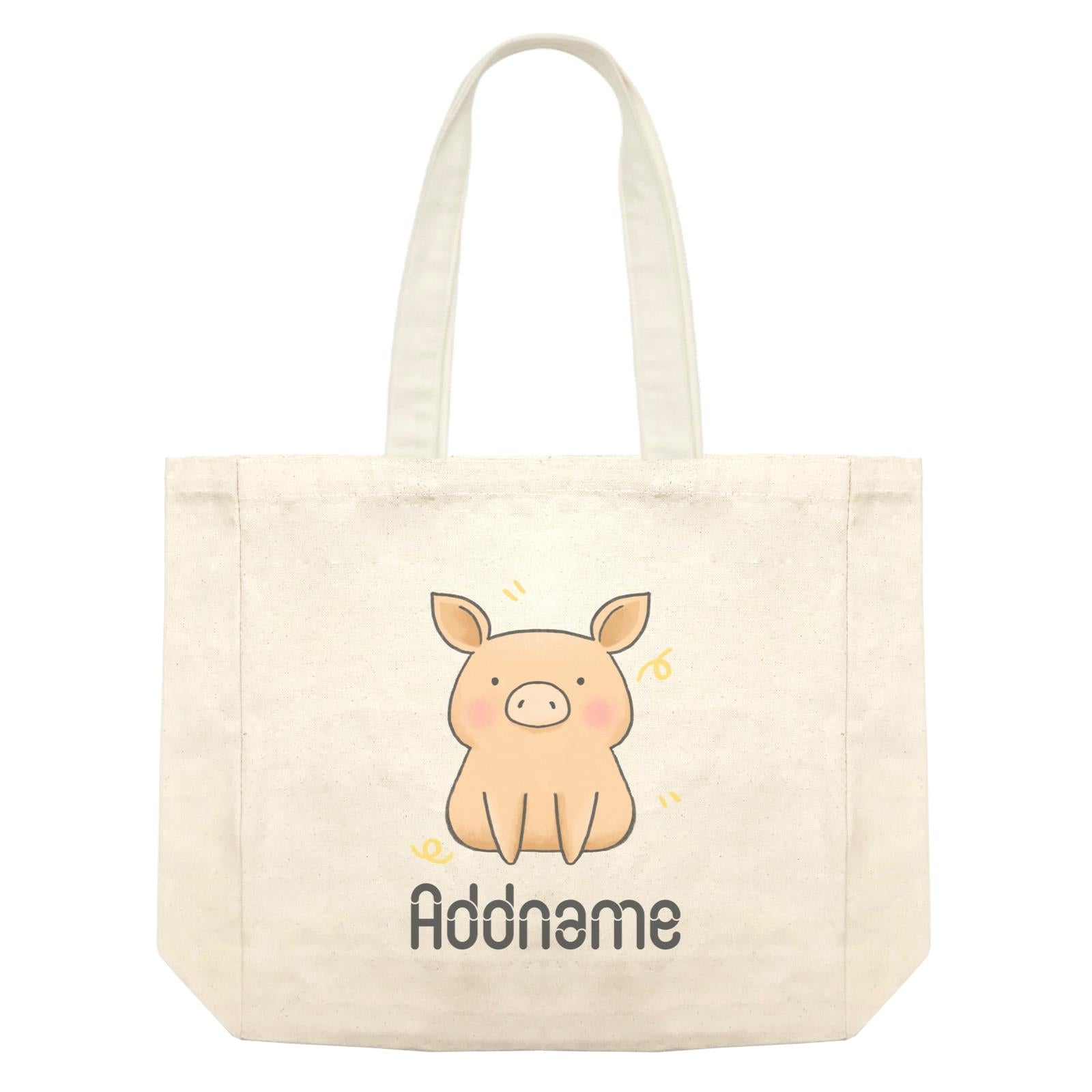 Cute Hand Drawn Style Pig Addname Shopping Bag