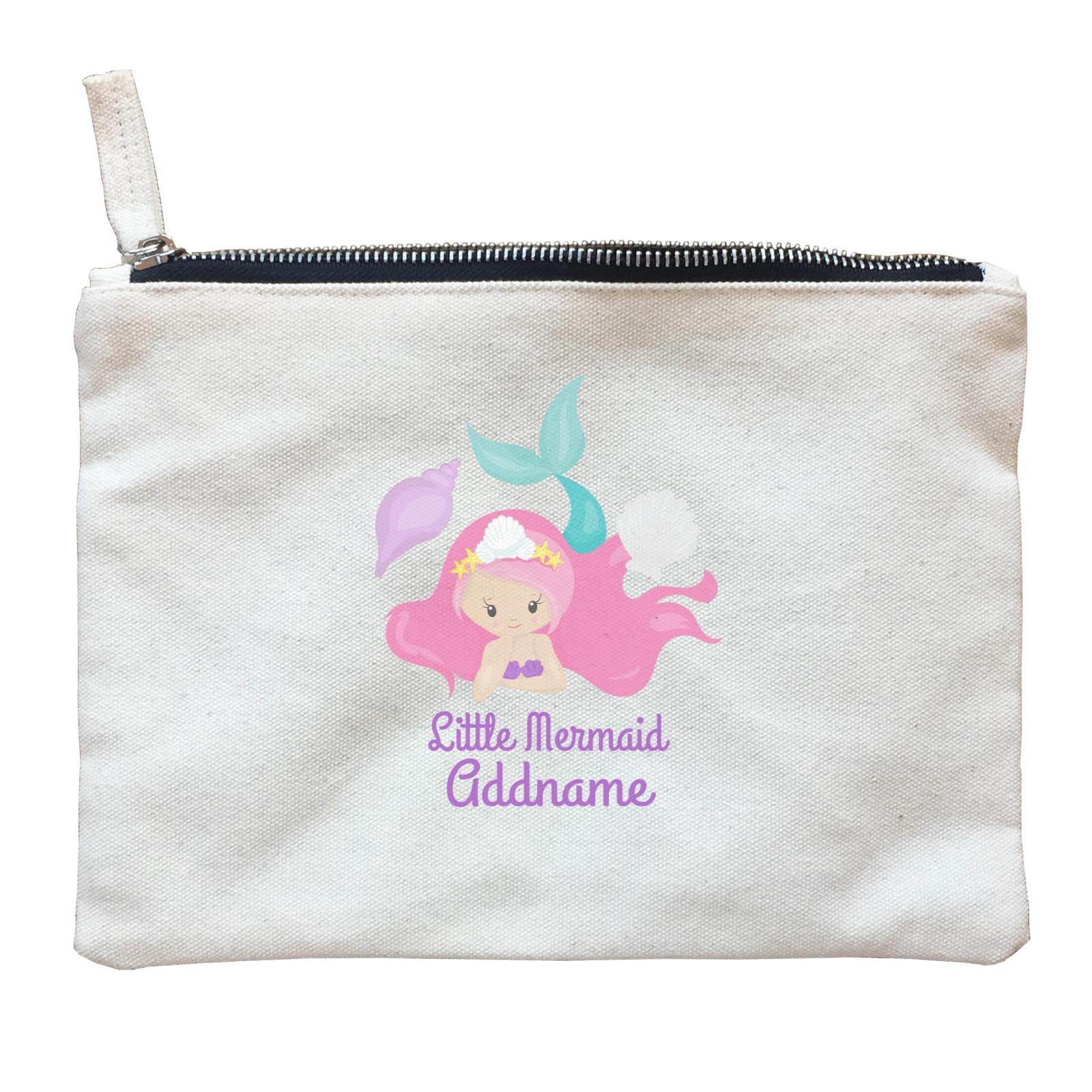 Little Mermaid Lying Down with Seashells Addname Zipper Pouch